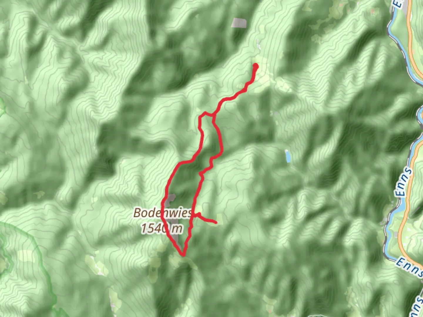 An image depicting the trail Bodenwies and its surrounding area.