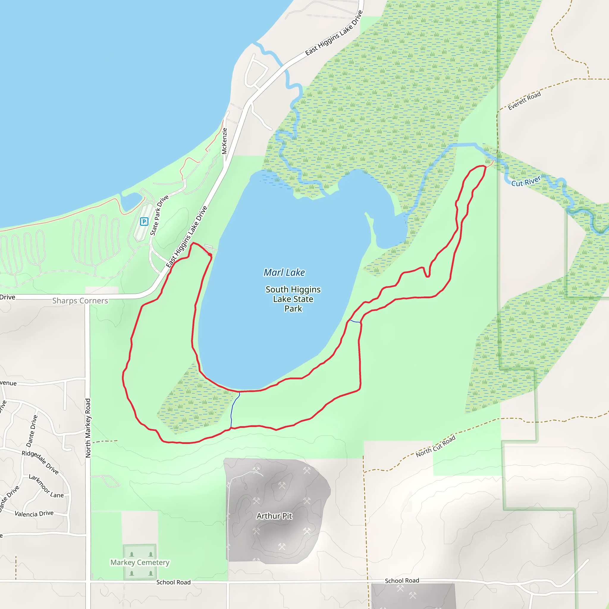 Marl Lake Green and Blue Loop Trail mobile static map