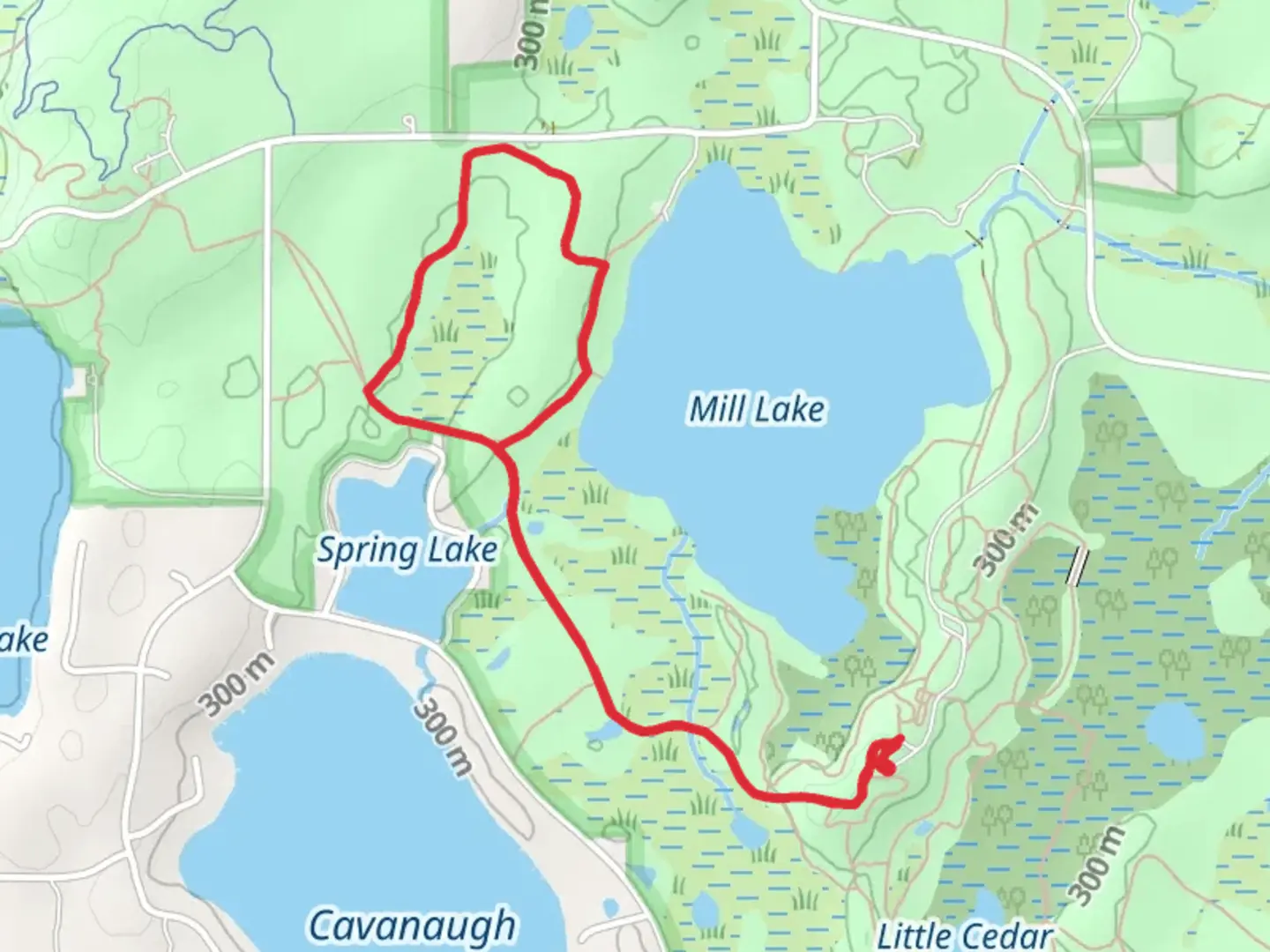 An image depicting the trail Lakeview Loop via Waterloo - Pinckney Hiking Trail and its surrounding area.