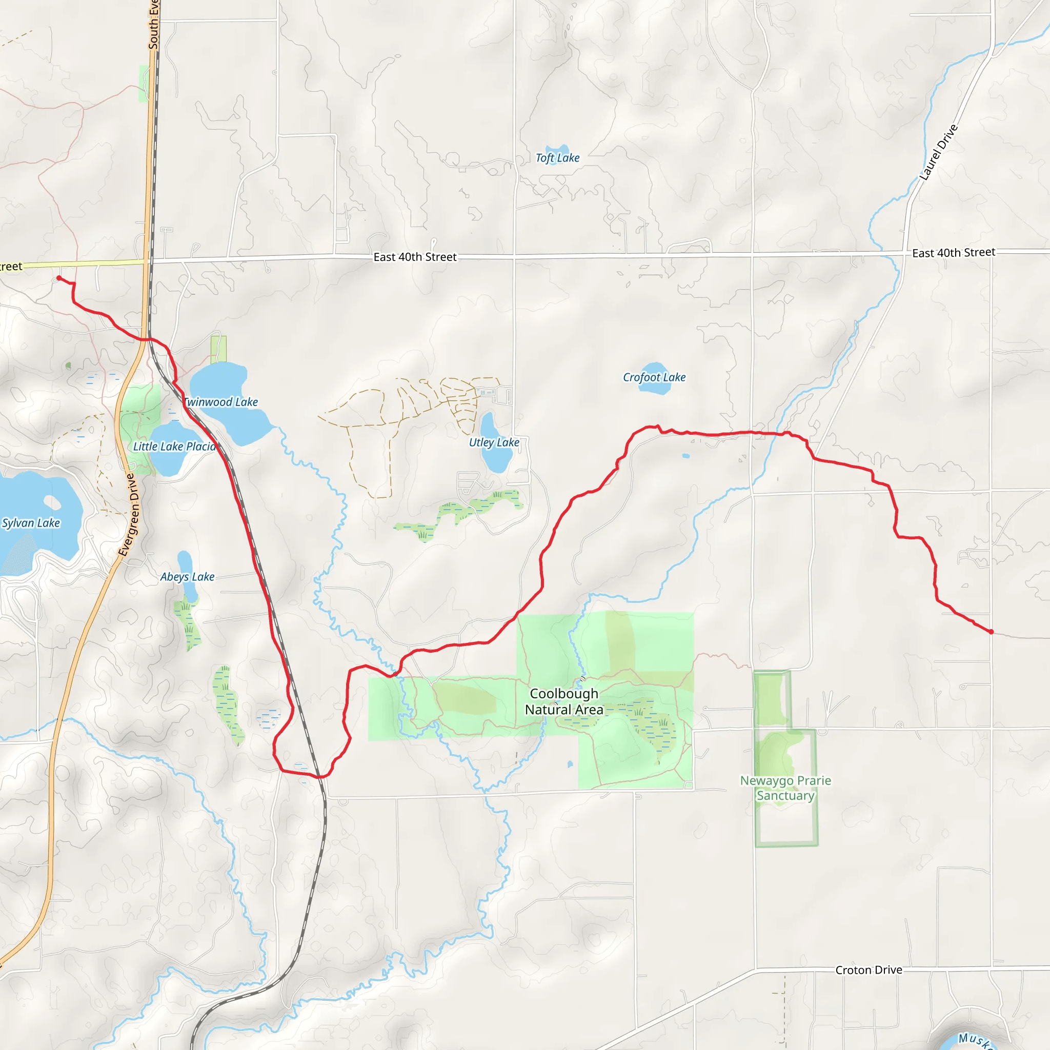 North Country Trail from Twinwood Lake mobile static map