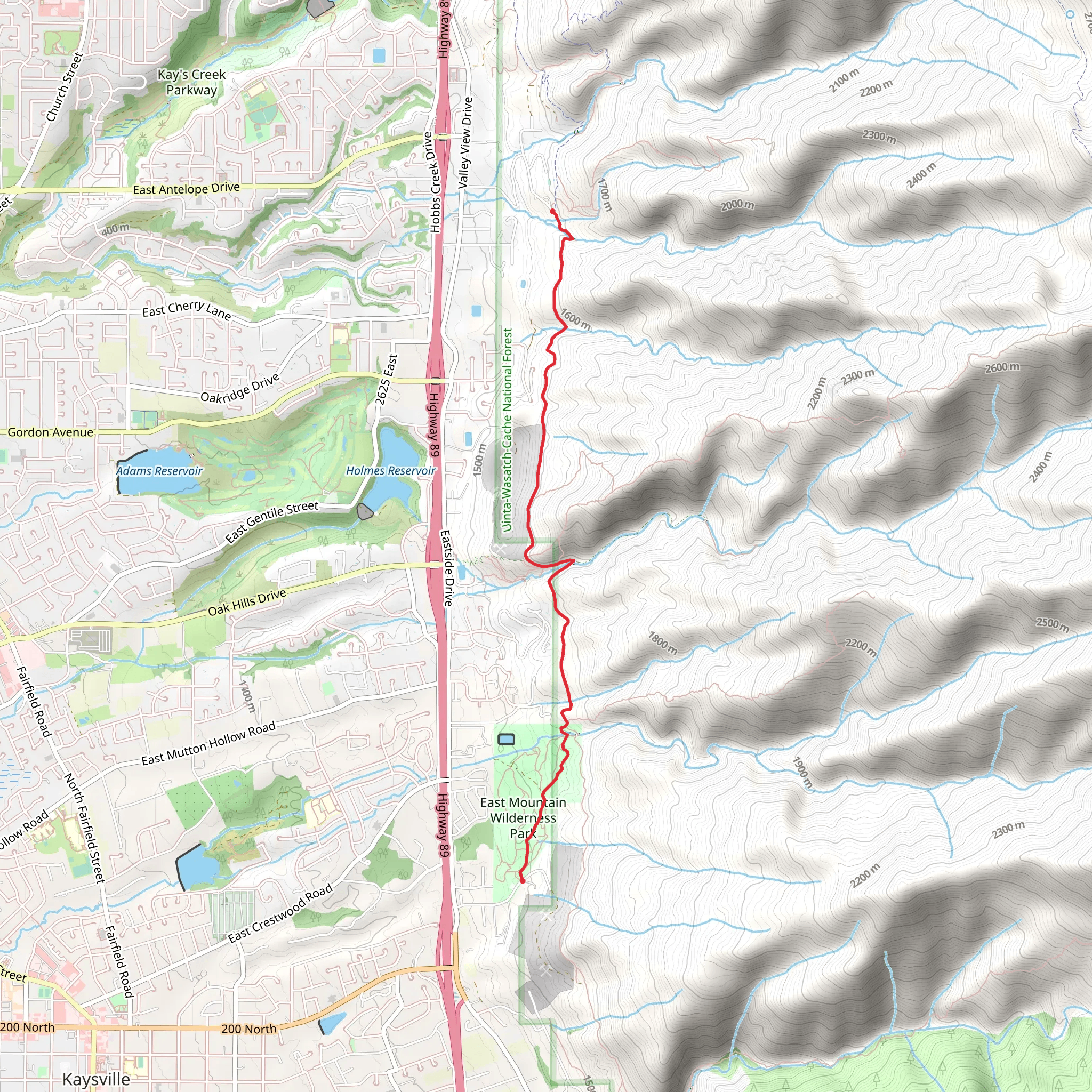 Bonneville Shoreline Trail mobile static map