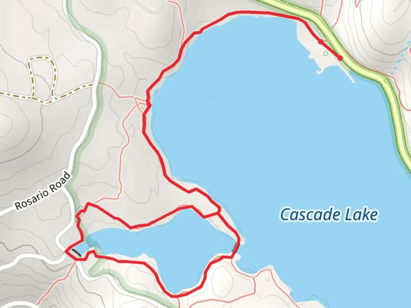An image depicting the trail Cascade Lake Loop - West and its surrounding area.