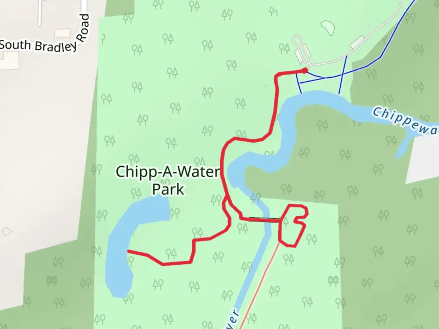 An image depicting the trail Chipp-A-Water Park Walk and its surrounding area.