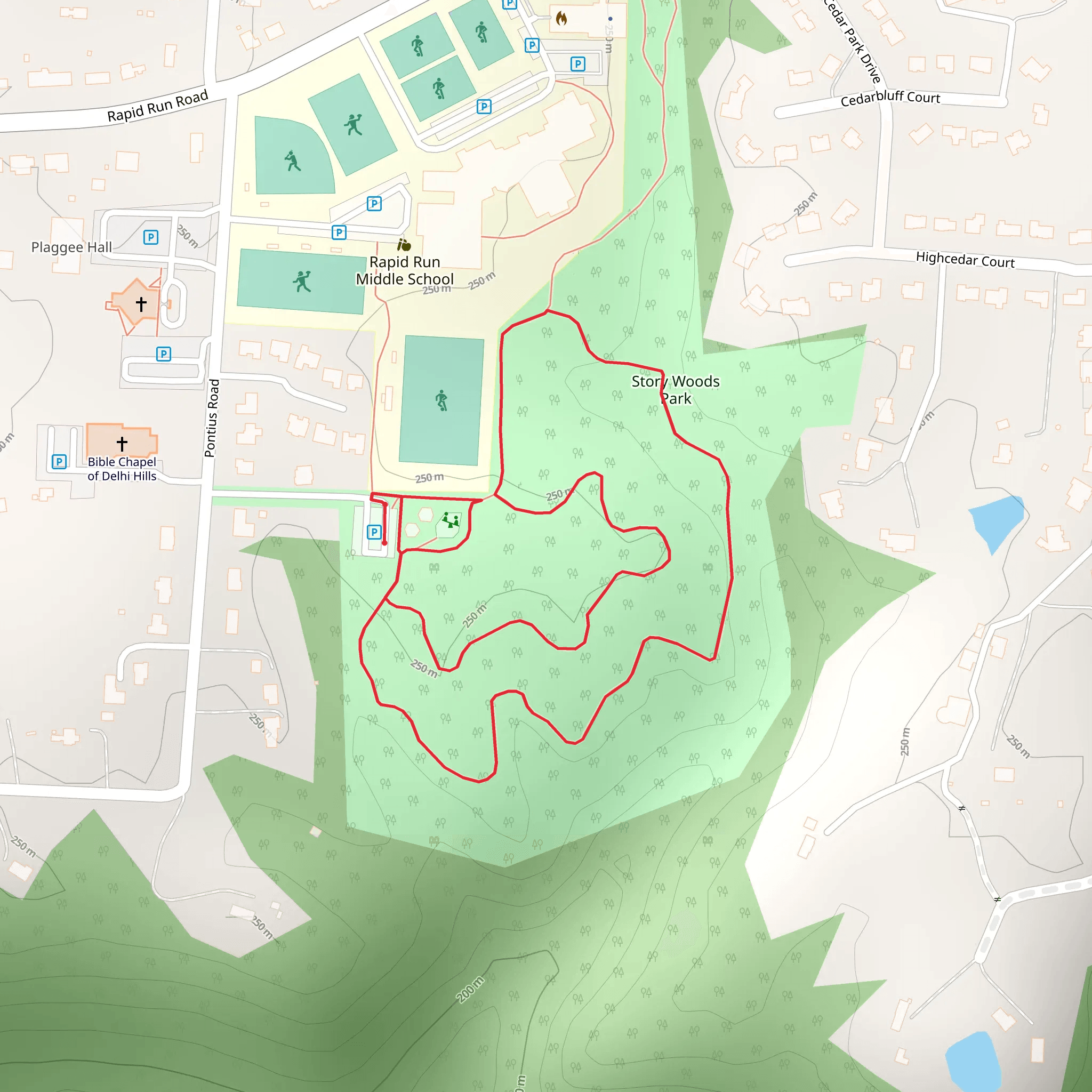 Story Woods Park Loop mobile static map