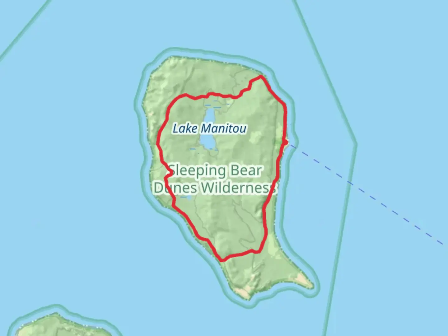 An image depicting the trail North Manitou Island Loop and its surrounding area.