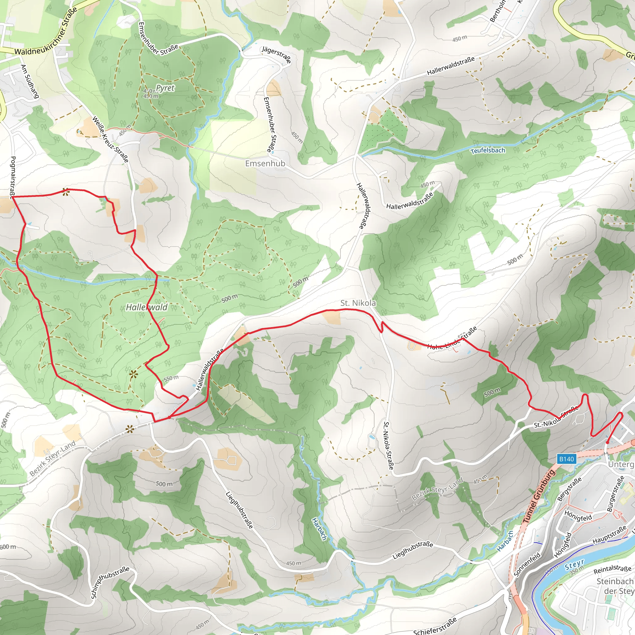 Linden - und Hallerwaldweg mobile static map