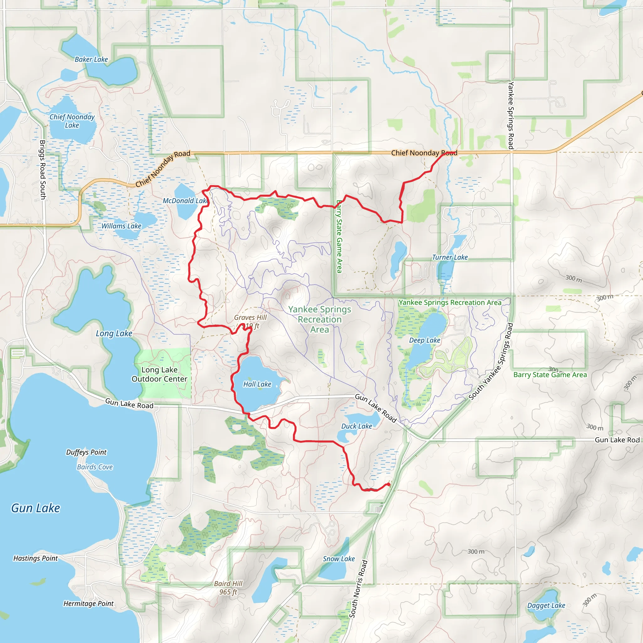 Duck Lake, Hall Lake via NCT mobile static map