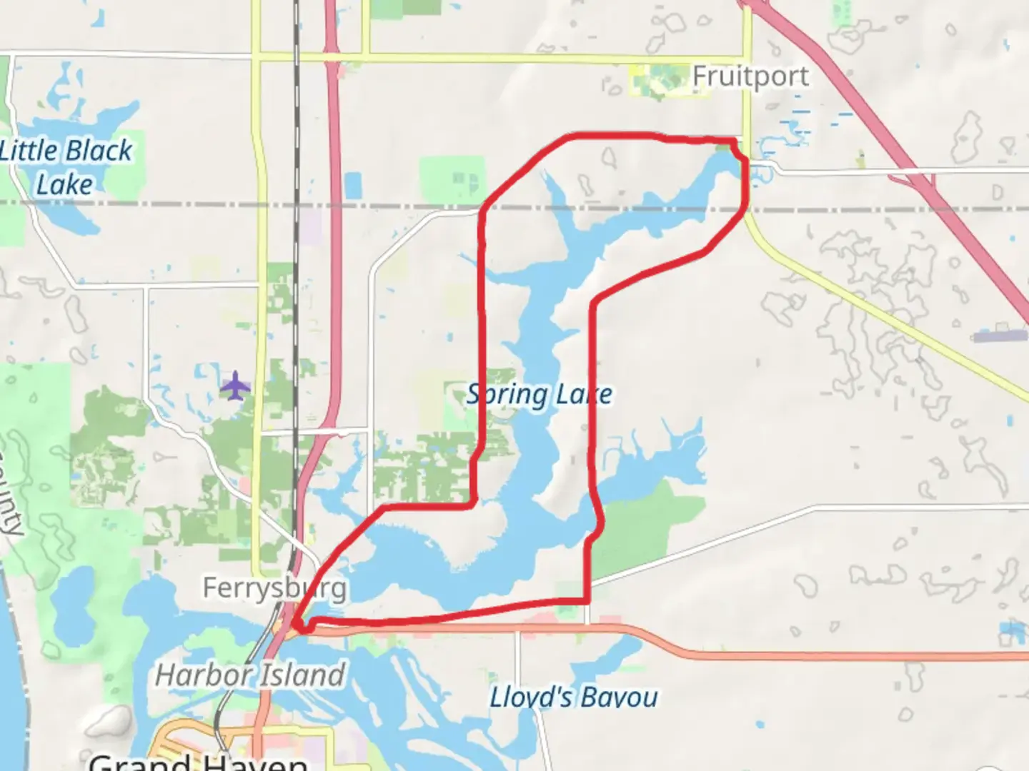 An image depicting the trail Spring Lake Loop and its surrounding area.