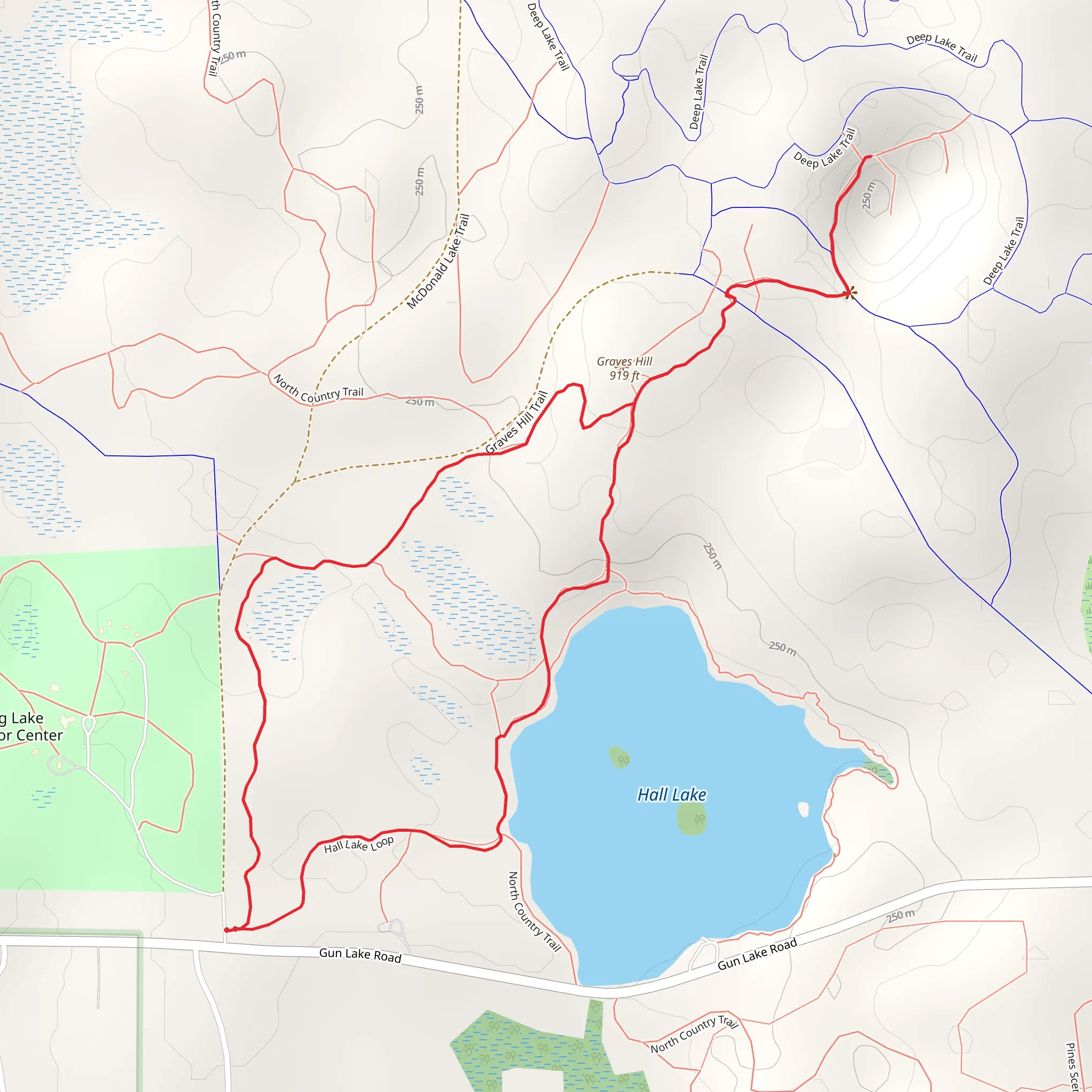 Hall Lake and North Country Trail Loop mobile static map