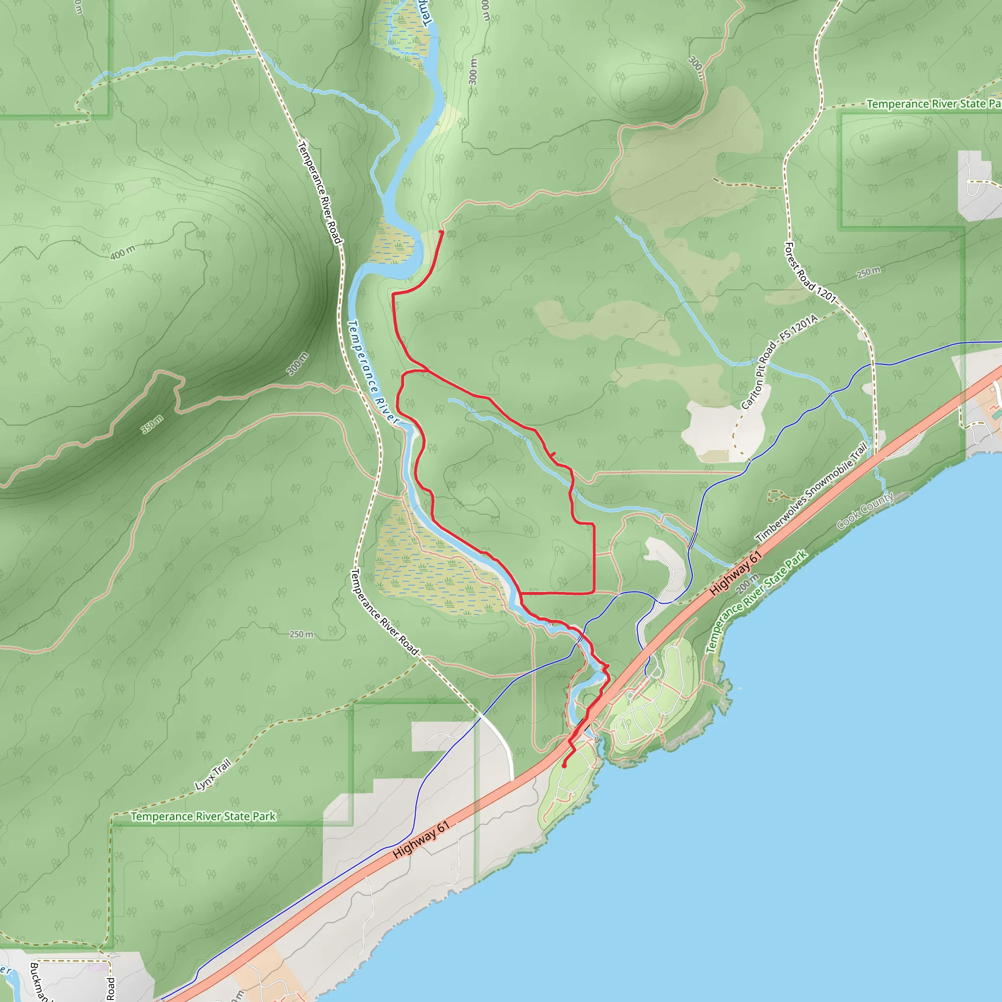 Loop along Temperance River mobile static map