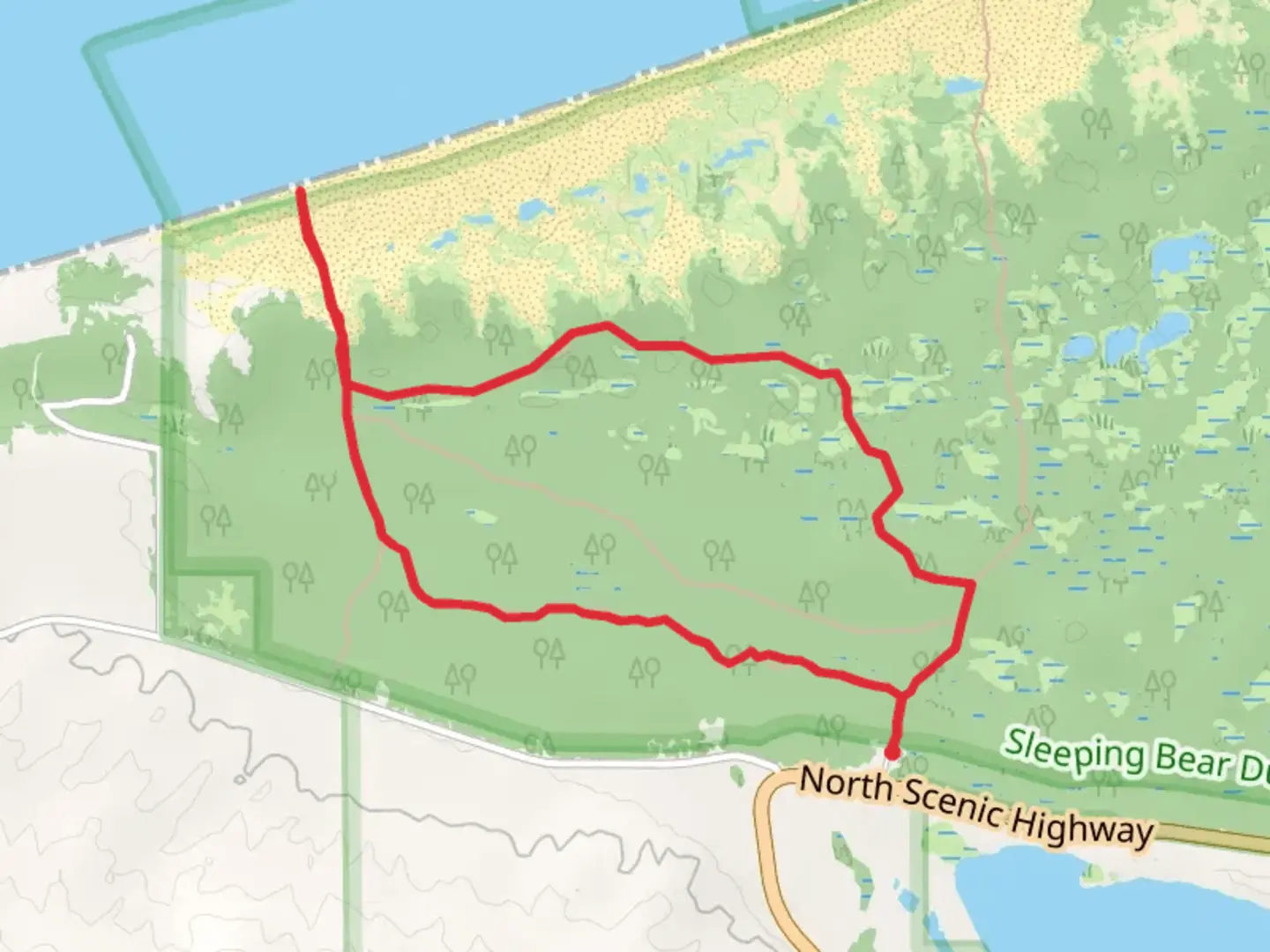 An image depicting the trail Old Indian and Black Arrow Loop Trail and its surrounding area.