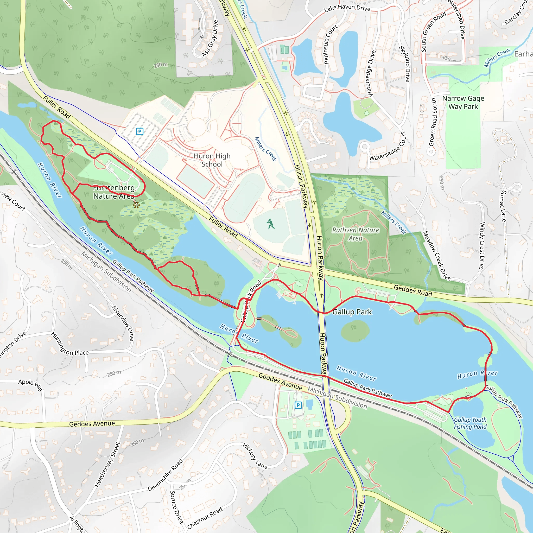 Furstenberg Nature Area and Gallup Park Loop mobile static map