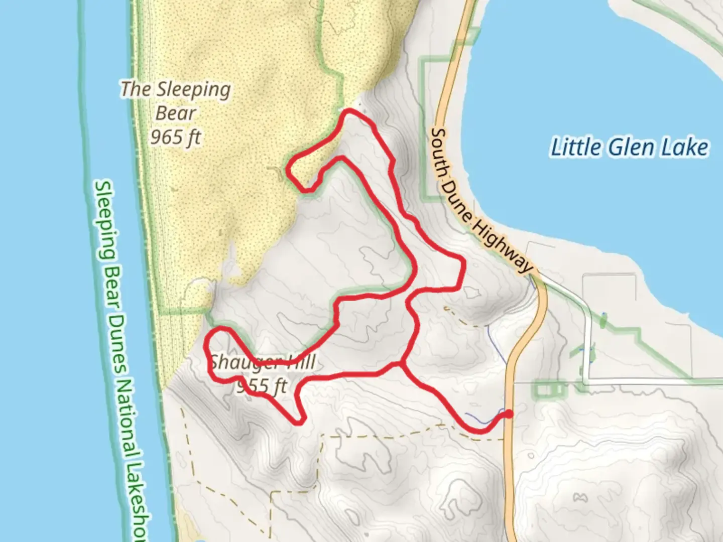 An image depicting the trail Pierce Stocking Scenic Drive Loop and its surrounding area.