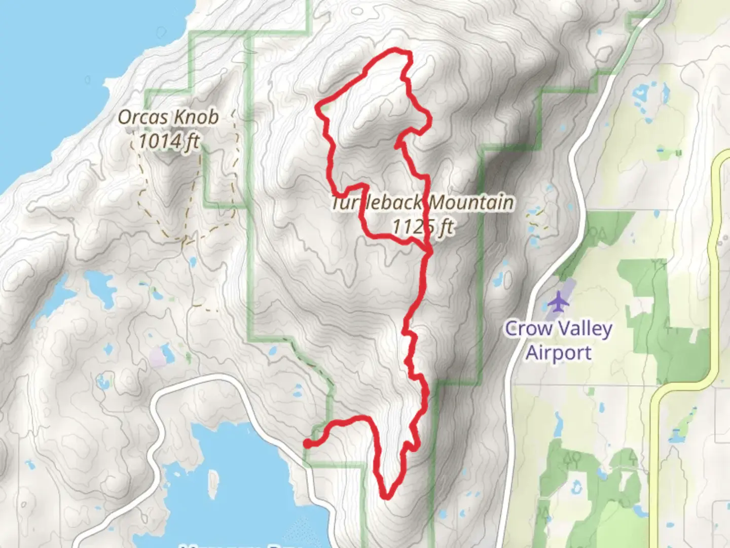 An image depicting the trail Turtleback Mountain Loop via Center Loop Trail and its surrounding area.