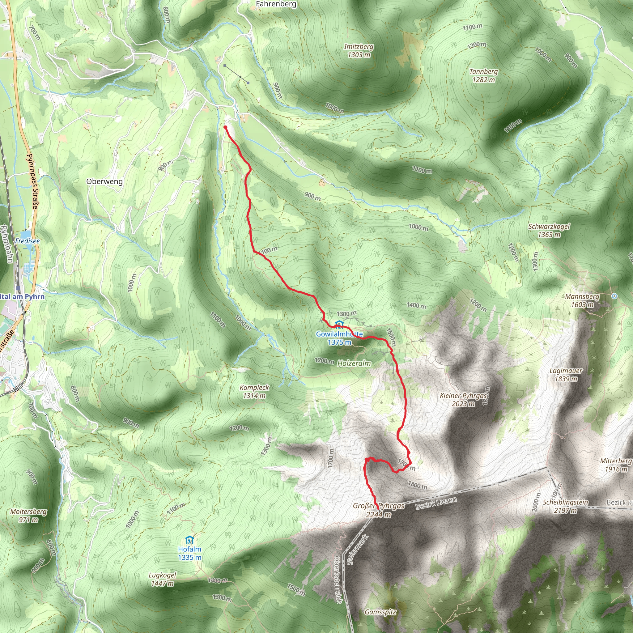 Bad Haller Steig via the Gowilalm to Great Pyhrgas mobile static map