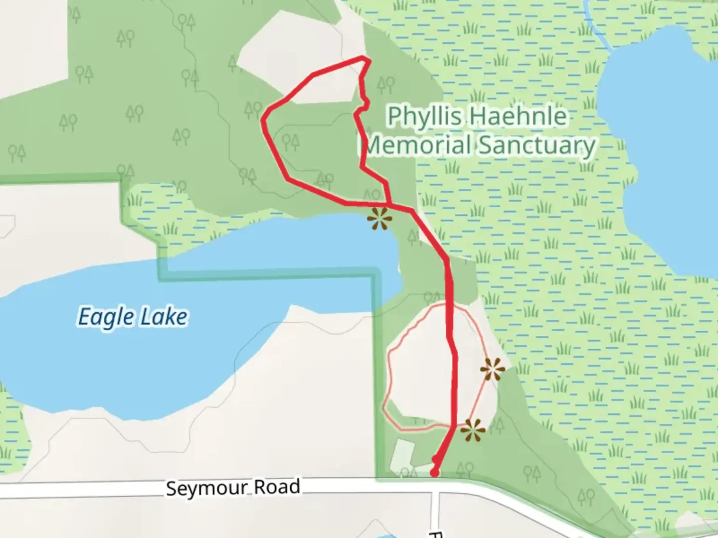 An image depicting the trail Eagle Lake East Side Loop and its surrounding area.