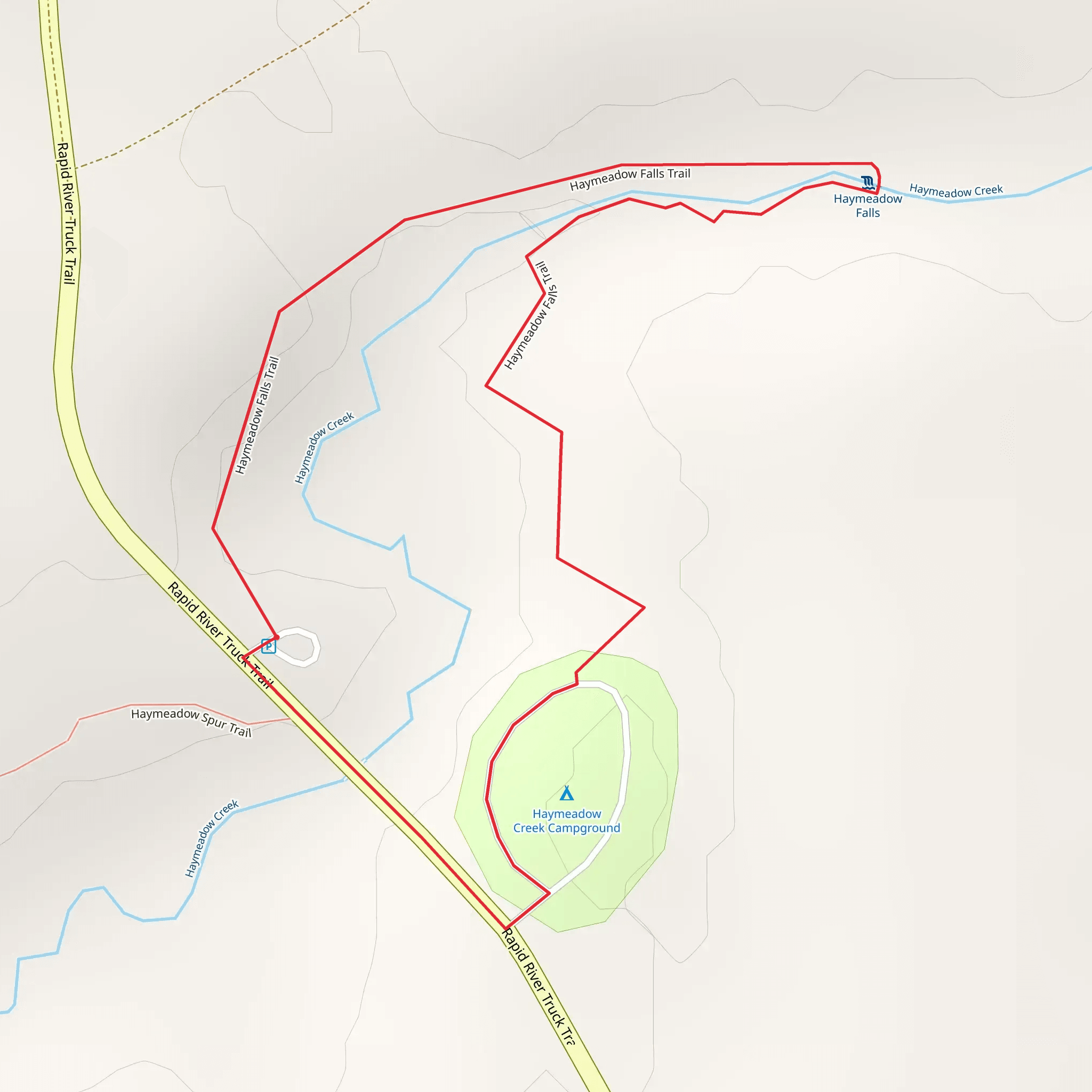 Haymeadow Falls Loop Trail mobile static map