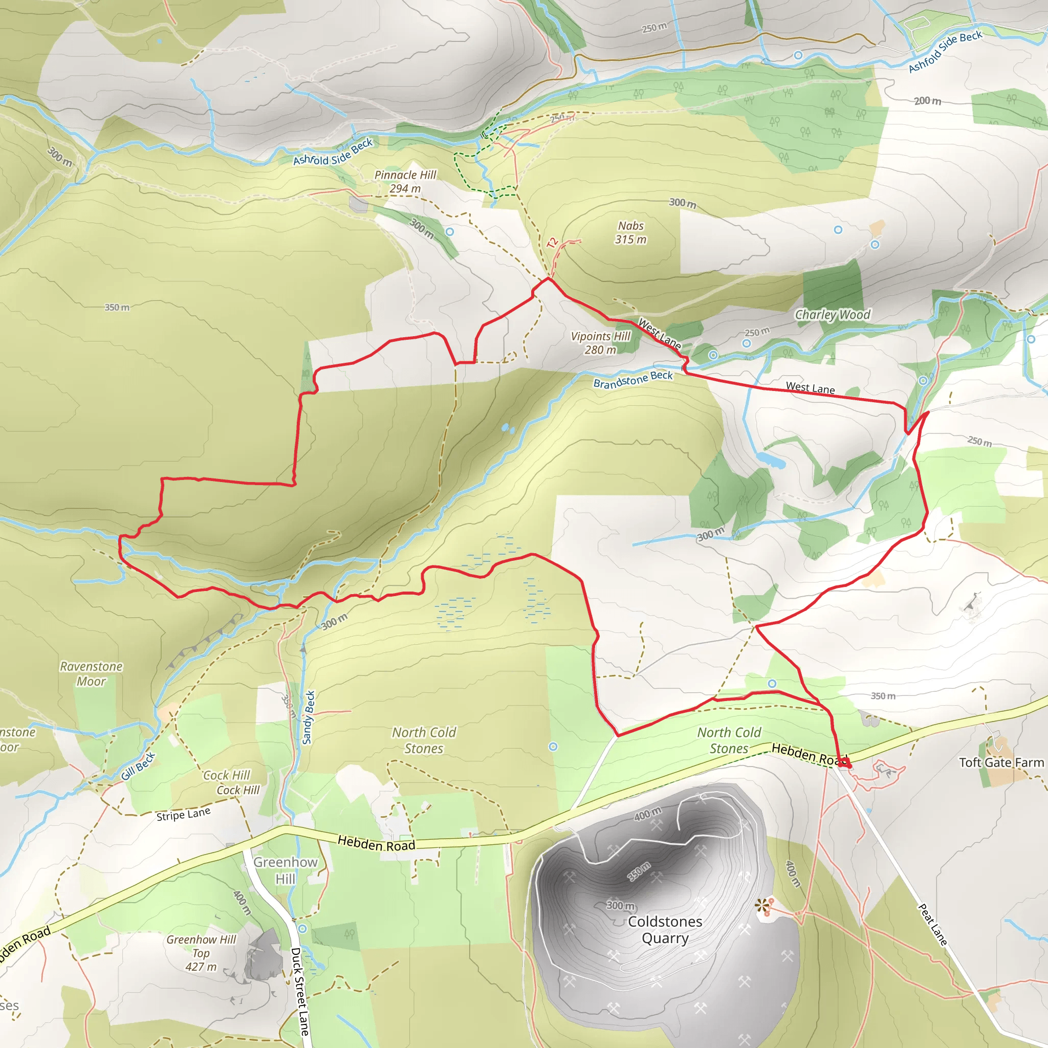 Green Moor and Coldstone Edge Loop mobile static map