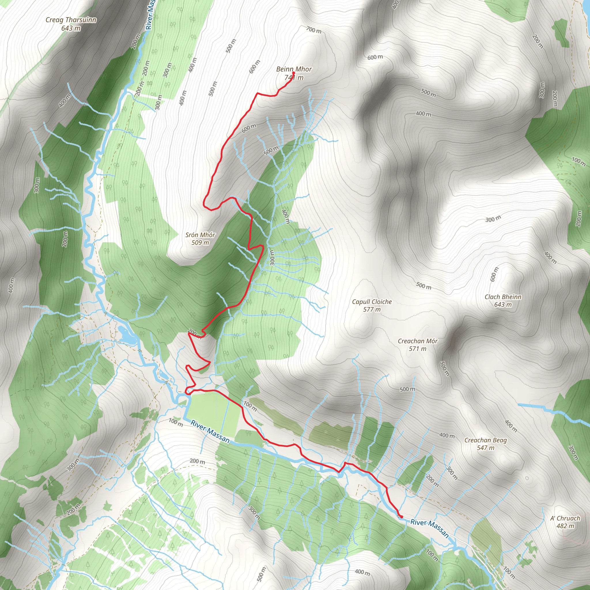 Beinn Mhor and Glen Massan mobile static map