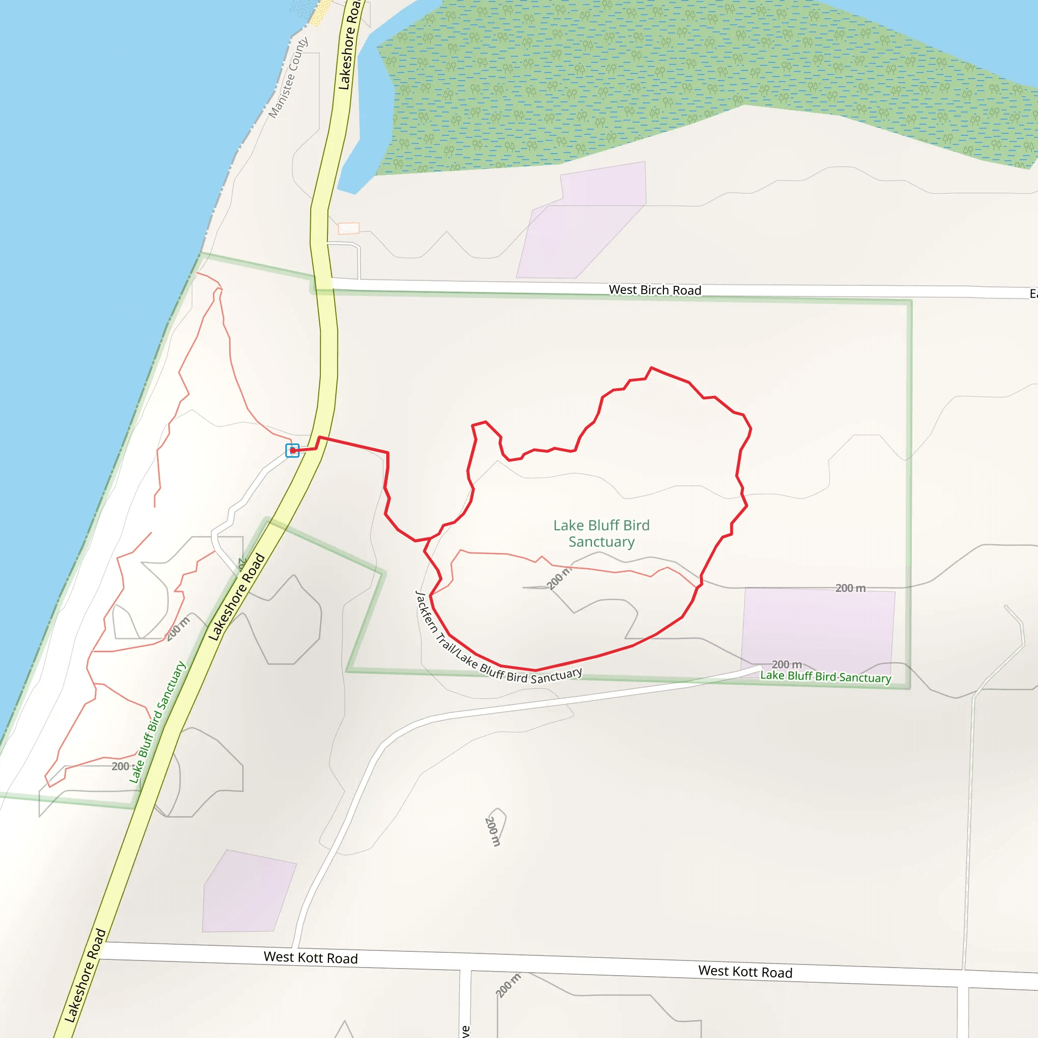 Jackfern and Lake Bluff Bird Sanctuary Loop mobile static map