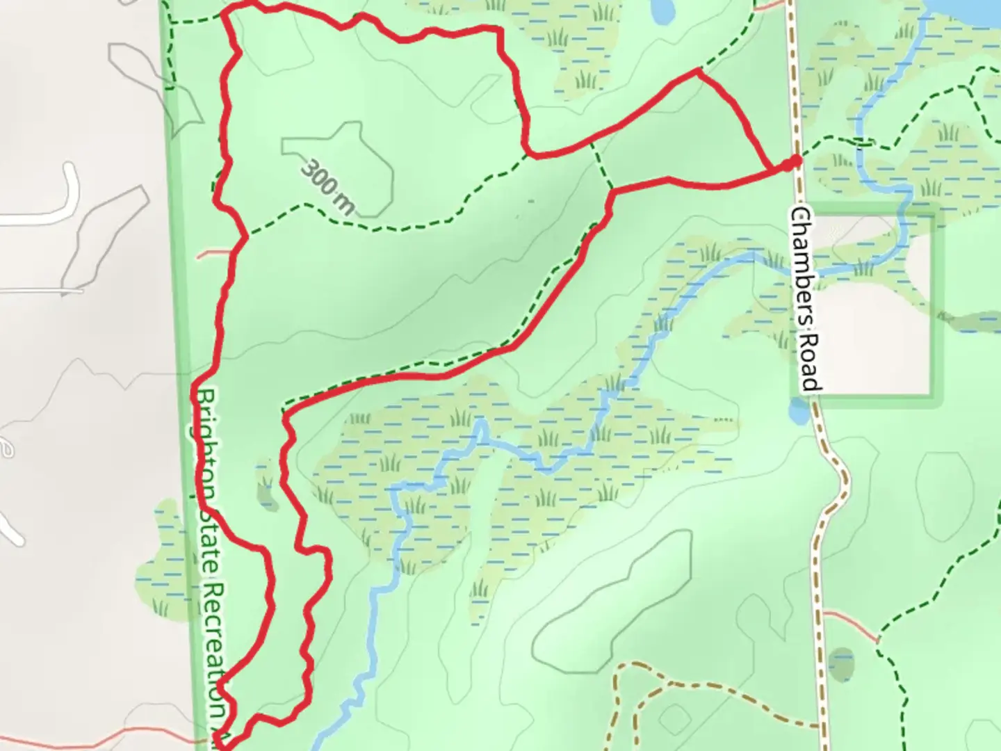 An image depicting the trail Chambers Loop Trail and its surrounding area.