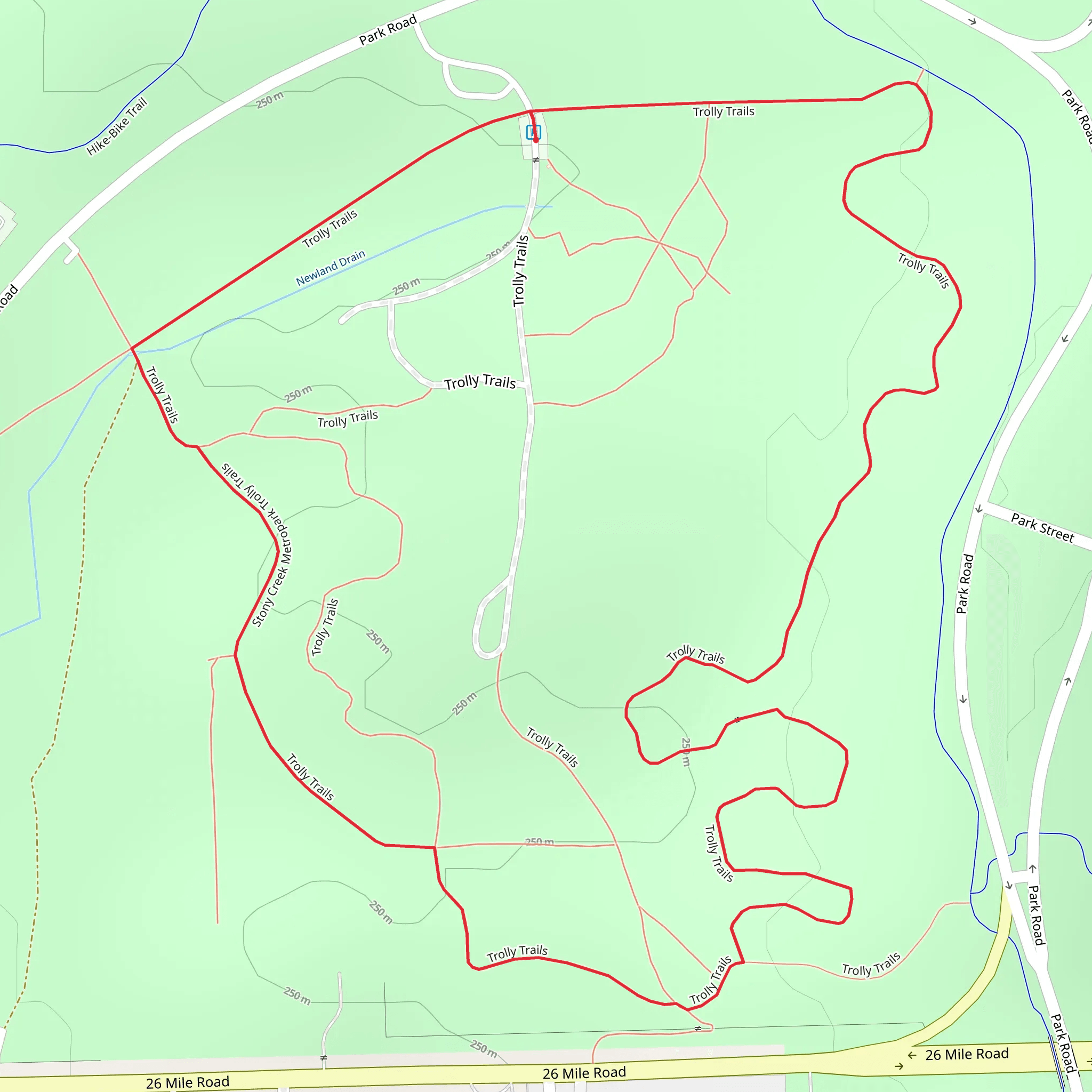 Stony Creek Metropark Trolly Loop Trail mobile static map
