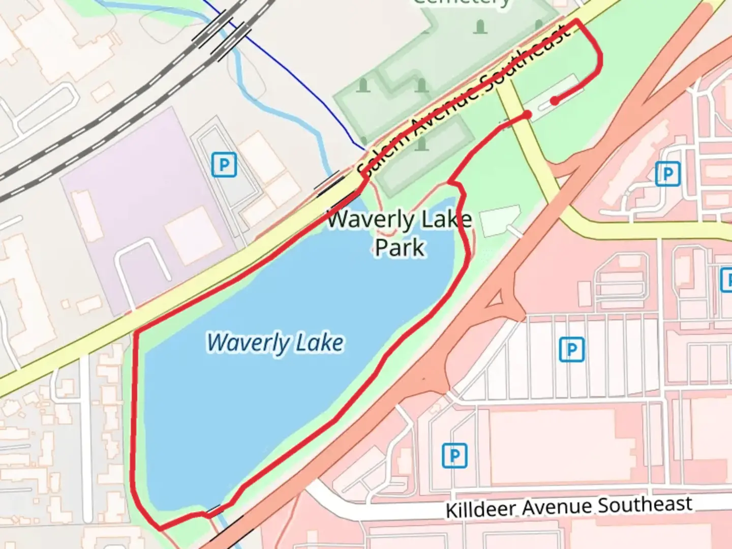 An image depicting the trail Waverly Lake Loop and its surrounding area.