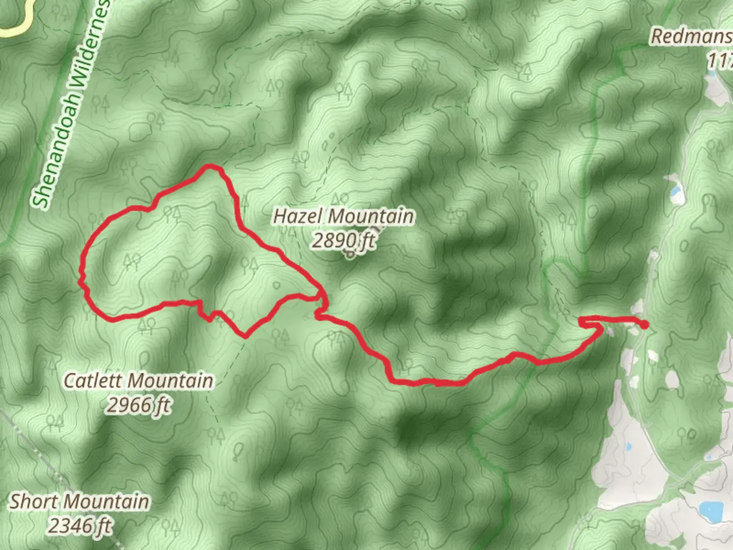 An image depicting the trail Sams Ridge, Hazel Mountain and Catlett Mountain Loop Trail and its surrounding area.