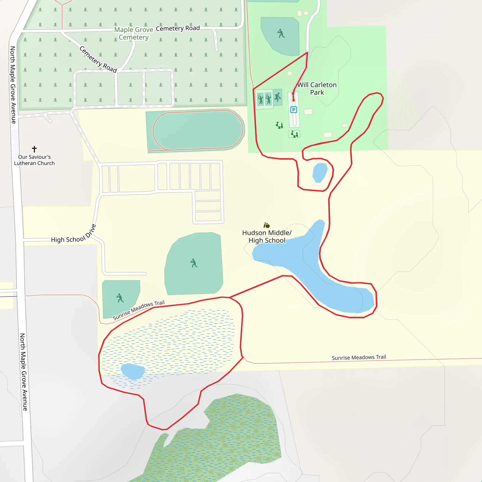 Will Carleton Park and Sunrise Meadows Trail mobile static map