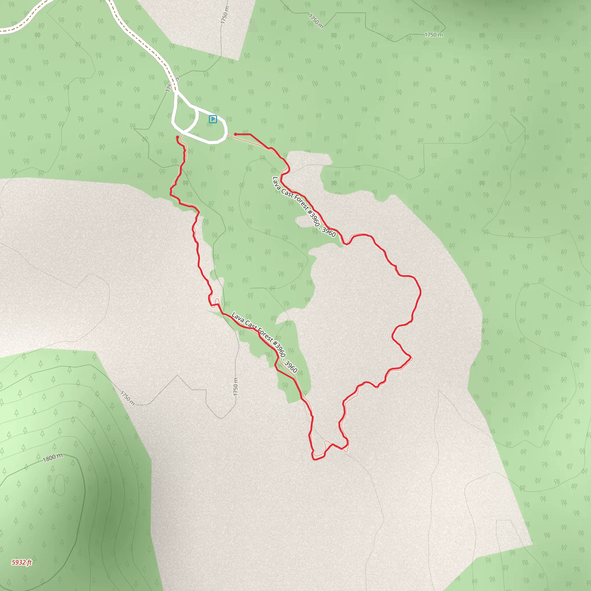 Lava Cast Forest Trail mobile static map