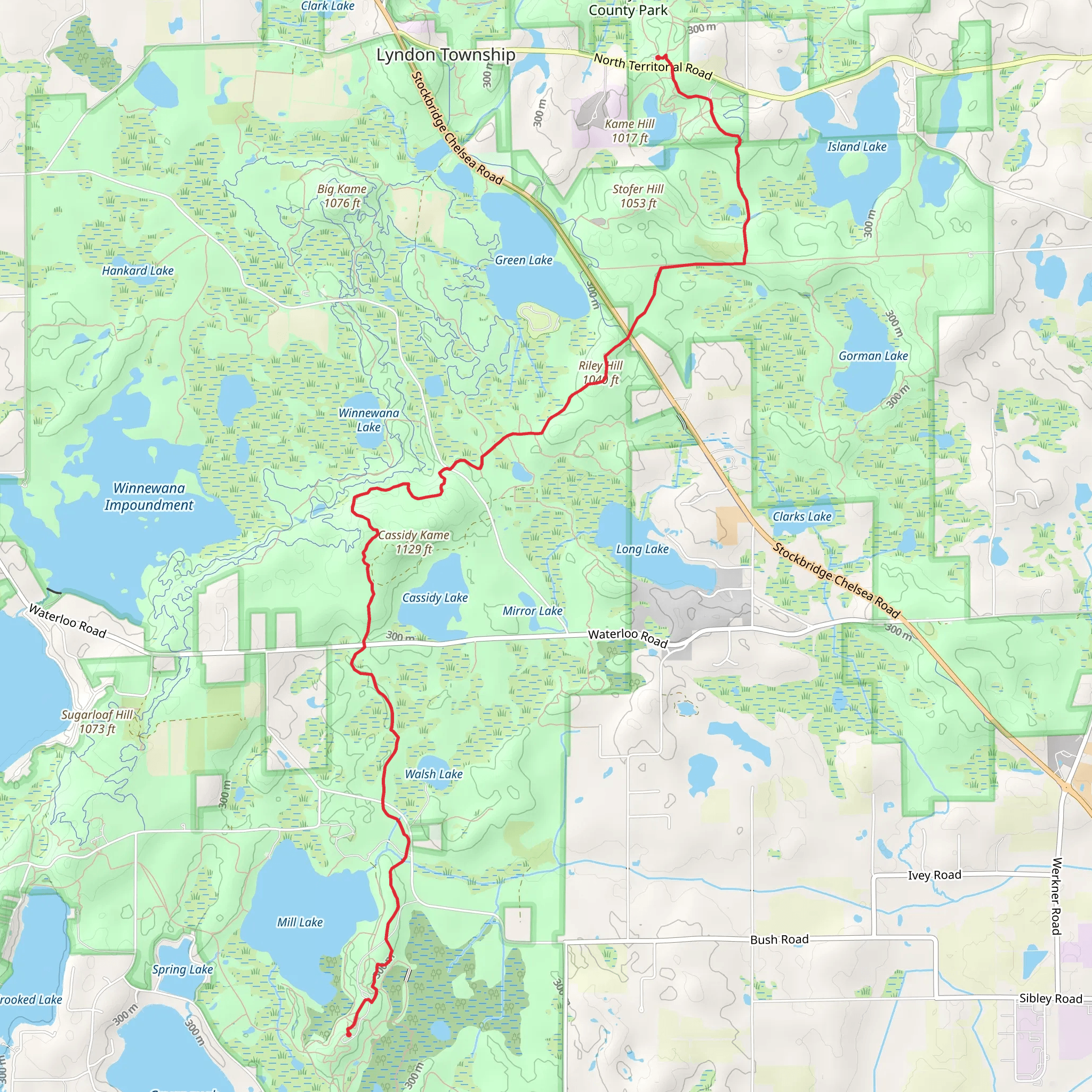 Waterloo-Pinckney Trail - Mill Lake mobile static map