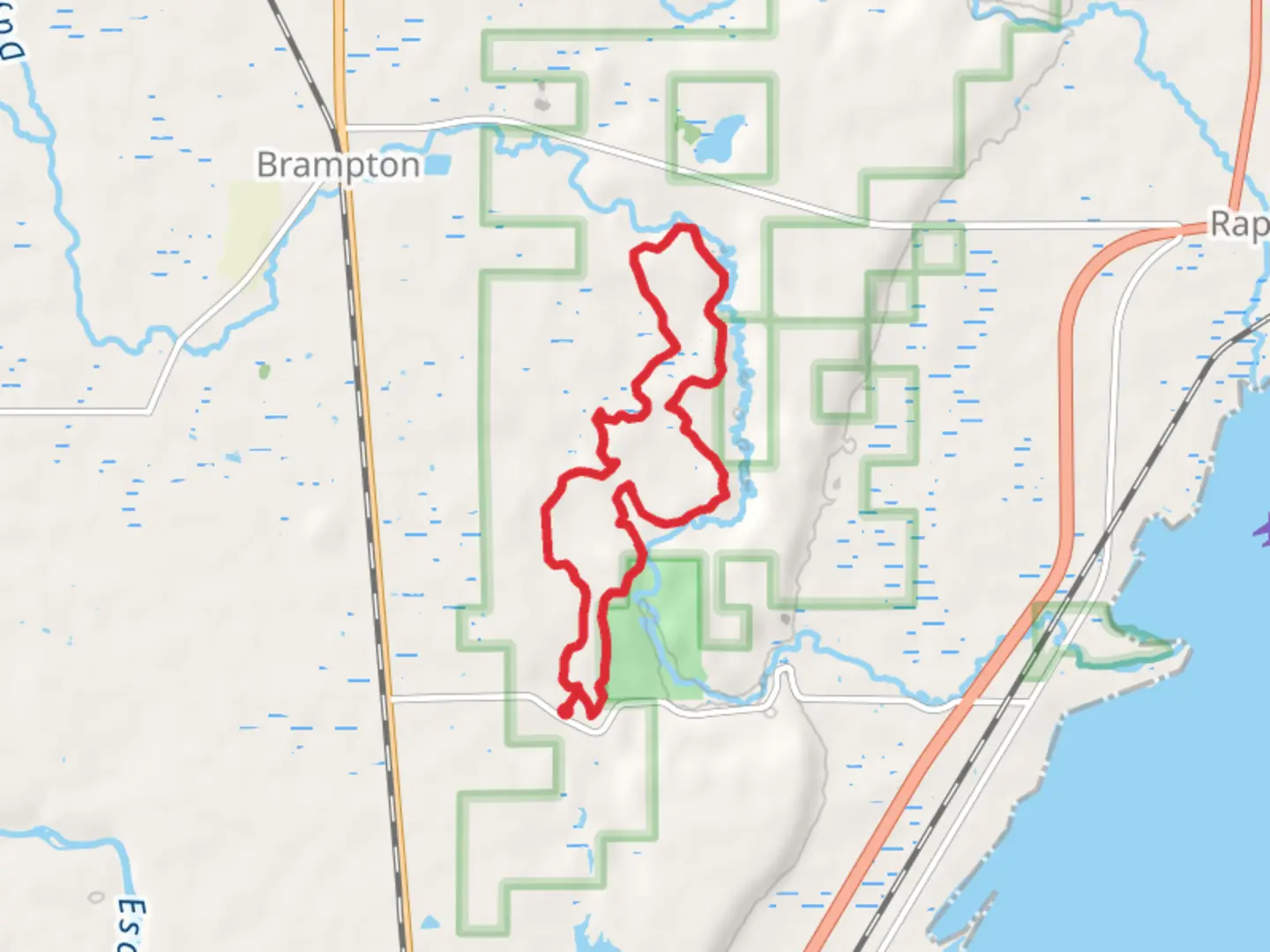 An image depicting the trail Days River Pathway and Third Loop and its surrounding area.