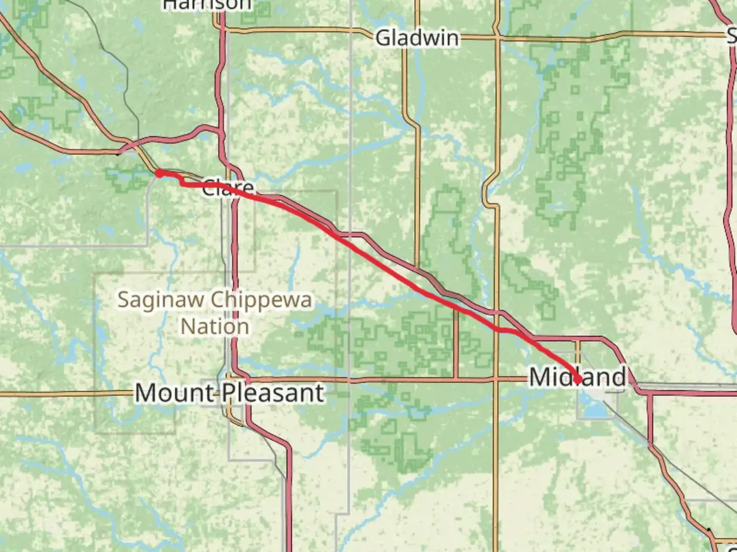 An image depicting the trail Pere Marquette Rail-Trail and its surrounding area.