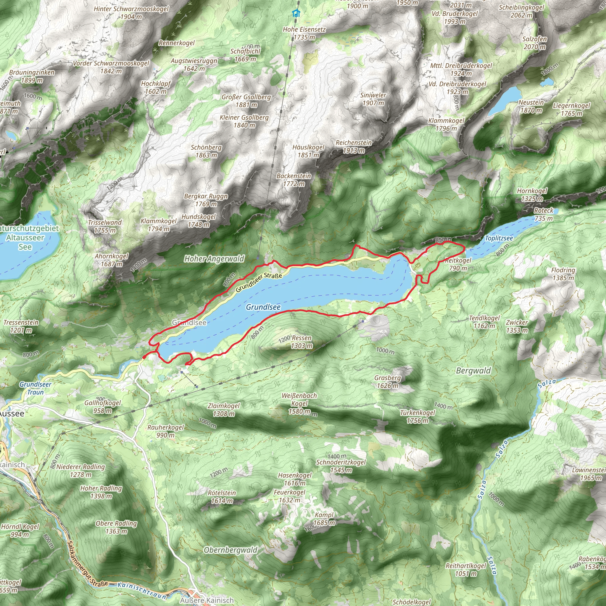 Lake Grundlsee and Lake Toplitzsee Loop mobile static map