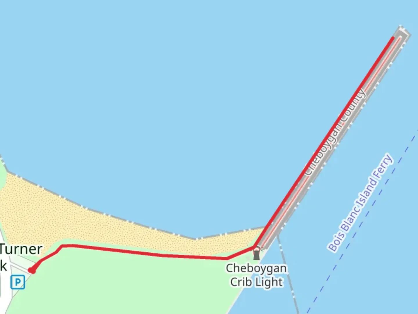 An image depicting the trail Cheboygan River Out and Back and its surrounding area.