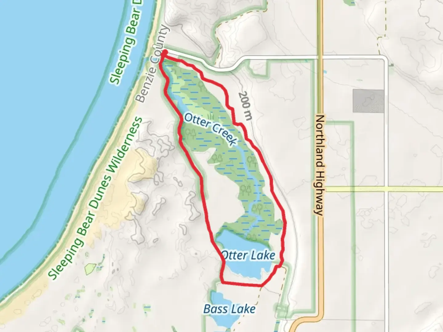 An image depicting the trail Otter Lake and Otter Creek Loop Trail and its surrounding area.
