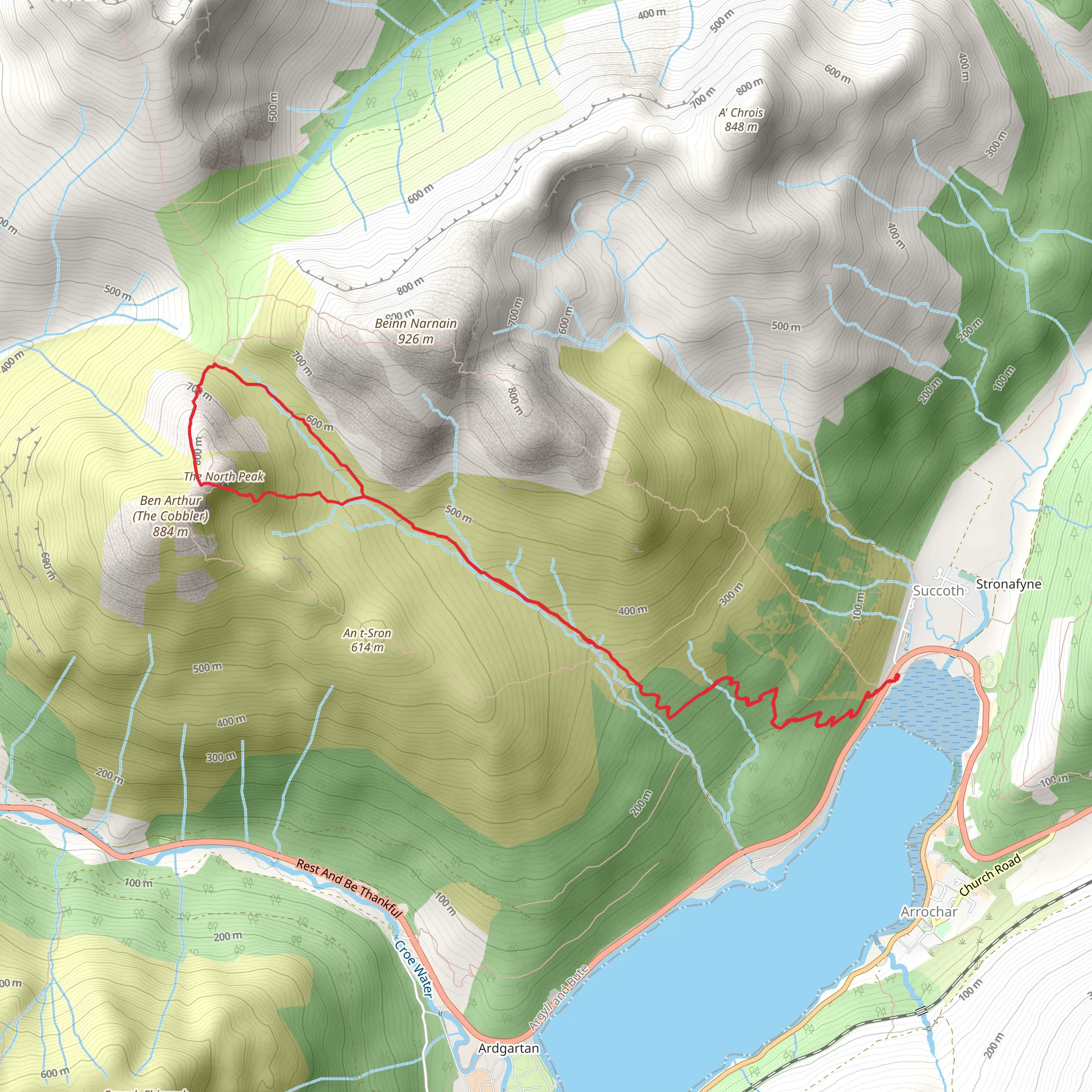 North Peak and Cobbler Loop via Allt a' Bhalachain mobile static map