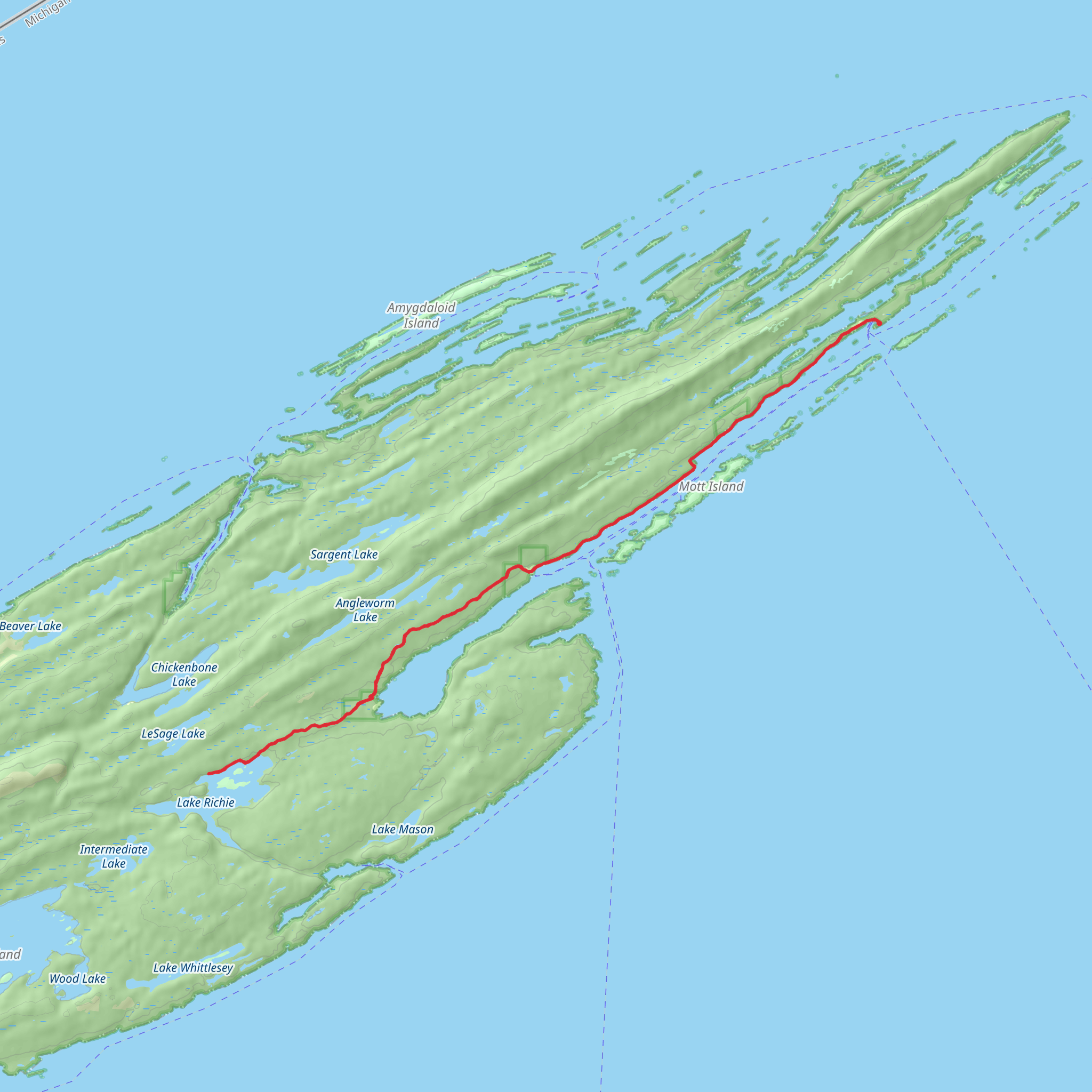 Lake Ritchie Trail via Rock Harbor mobile static map