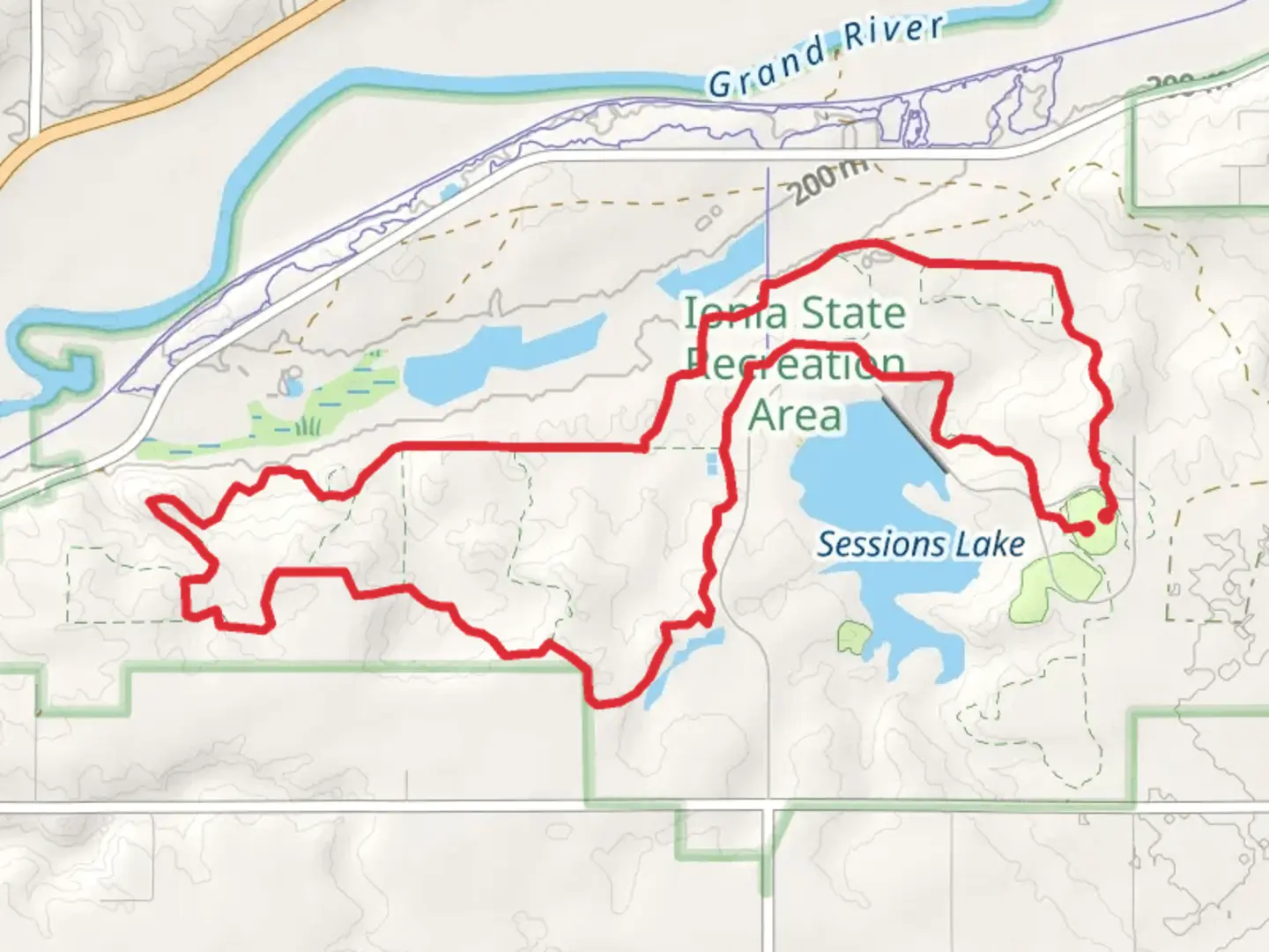 An image depicting the trail Ionia State Recreation Area Loop and its surrounding area.