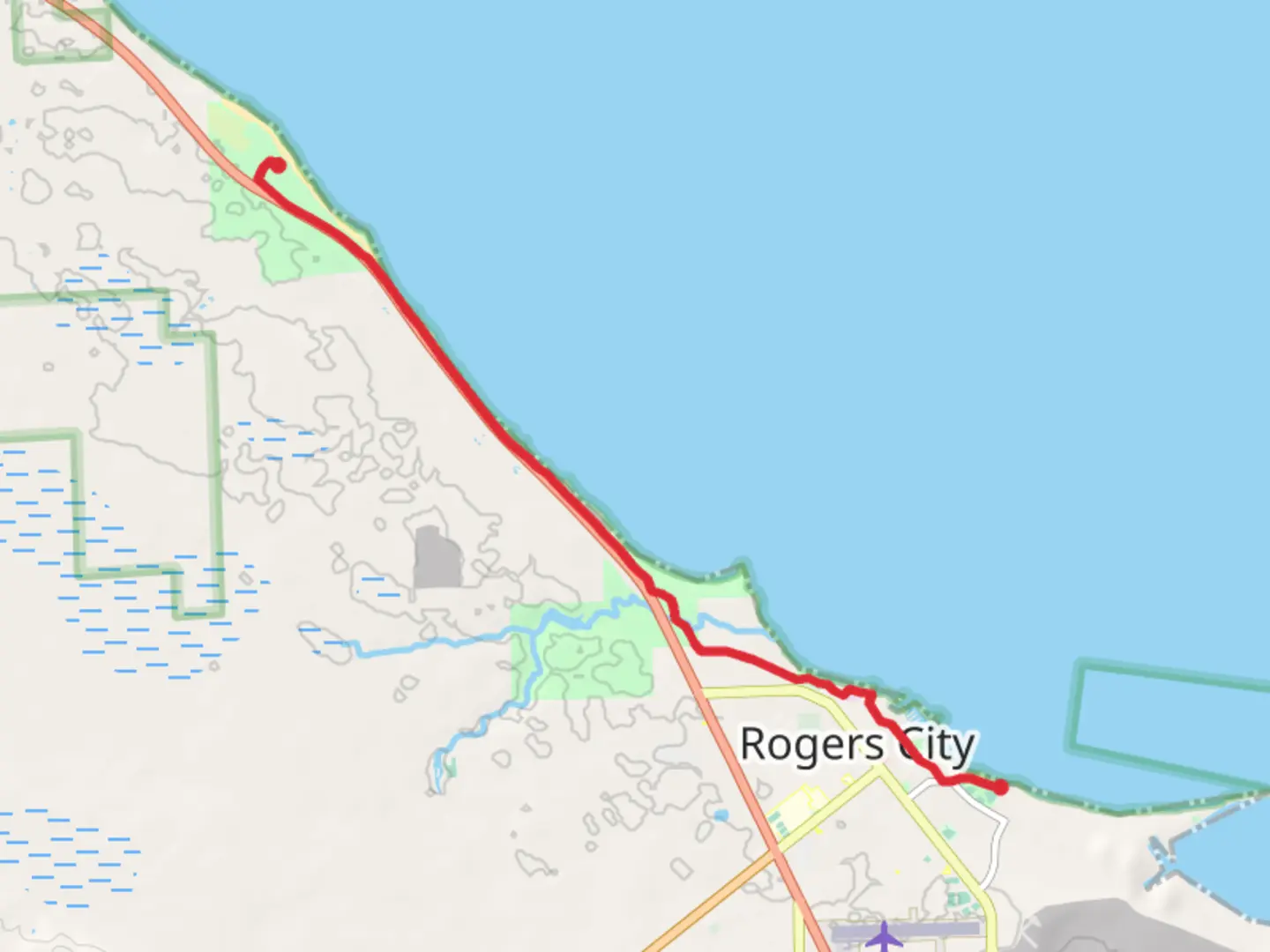 An image depicting the trail PH Hoeft State Park to South Shore Park and its surrounding area.