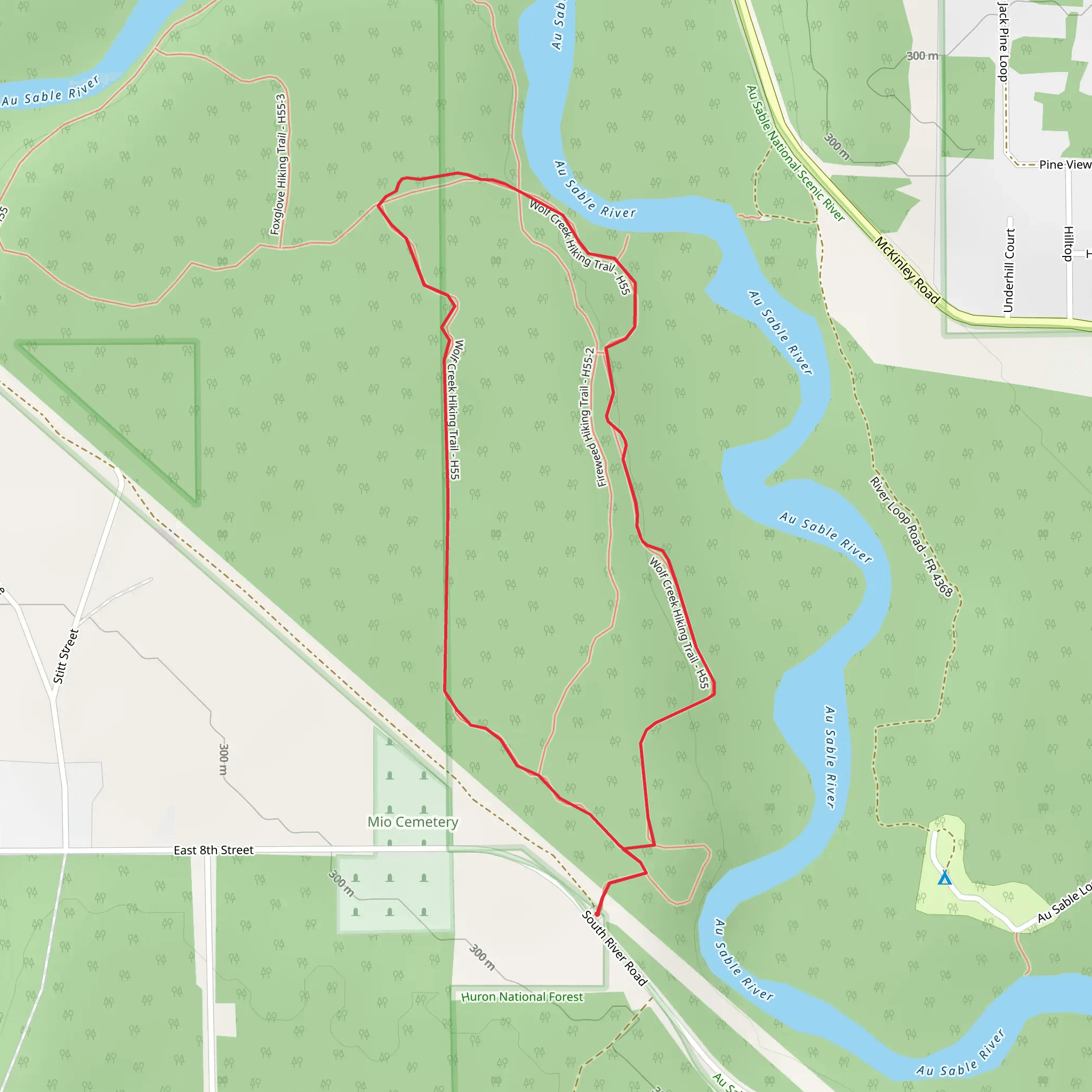 Wolf Creek and Fireweed Hiking Loop Trail mobile static map