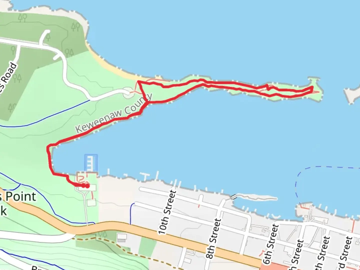 An image depicting the trail Hunter Point Loop and its surrounding area.