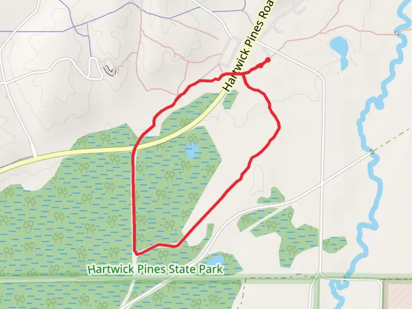 An image depicting the trail Hartwick Lake Loop and its surrounding area.
