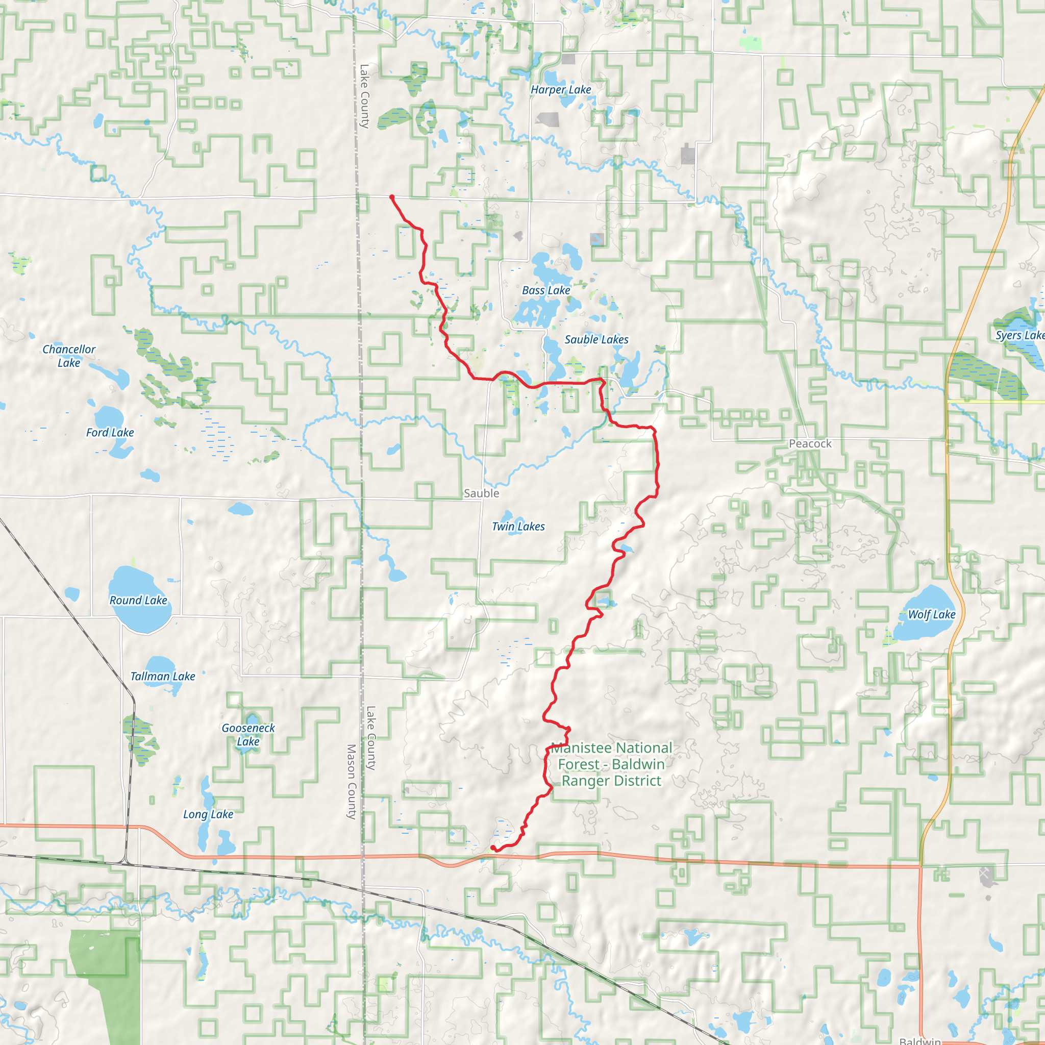 North Country National Scenic Trail from West 8 Mile Road mobile static map