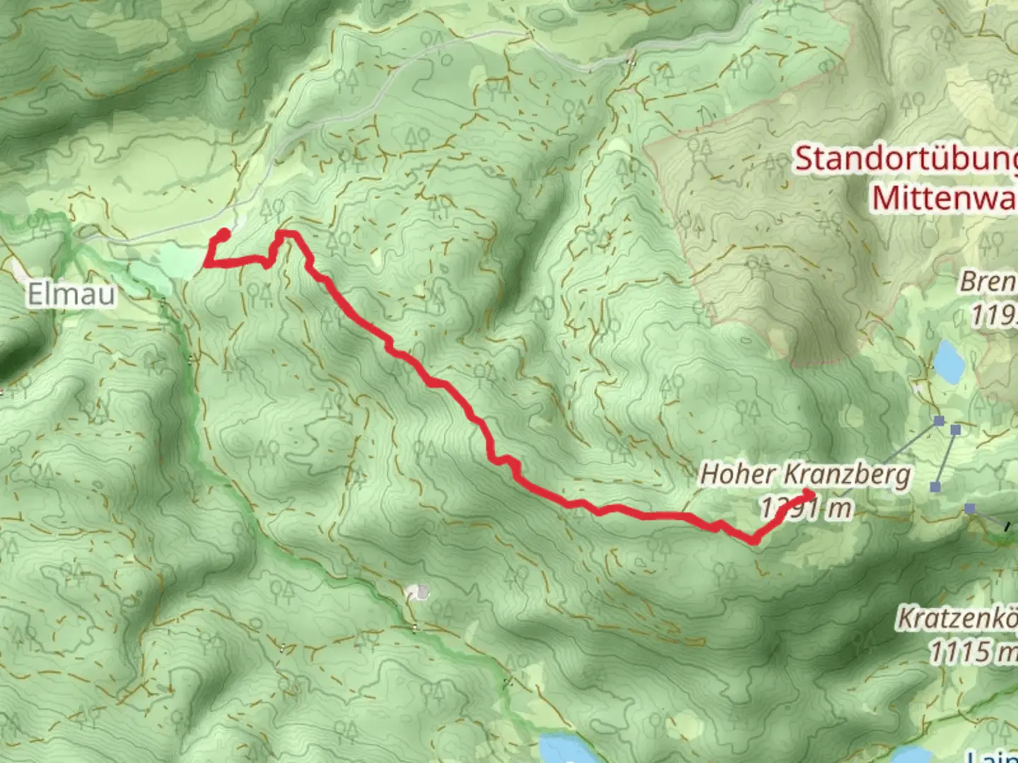 An image depicting the trail Kranzberg Walk via Wanderweg 811 and its surrounding area.