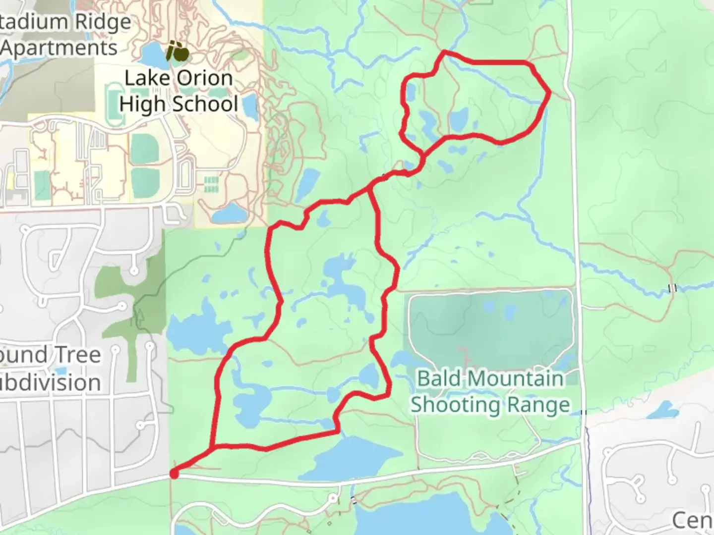 An image depicting the trail Red Loop Trail and its surrounding area.