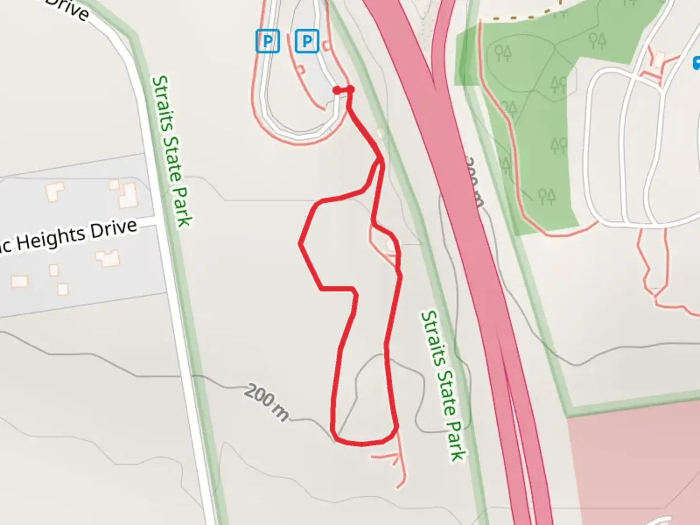 An image depicting the trail Boulevard Drive Loop and its surrounding area.