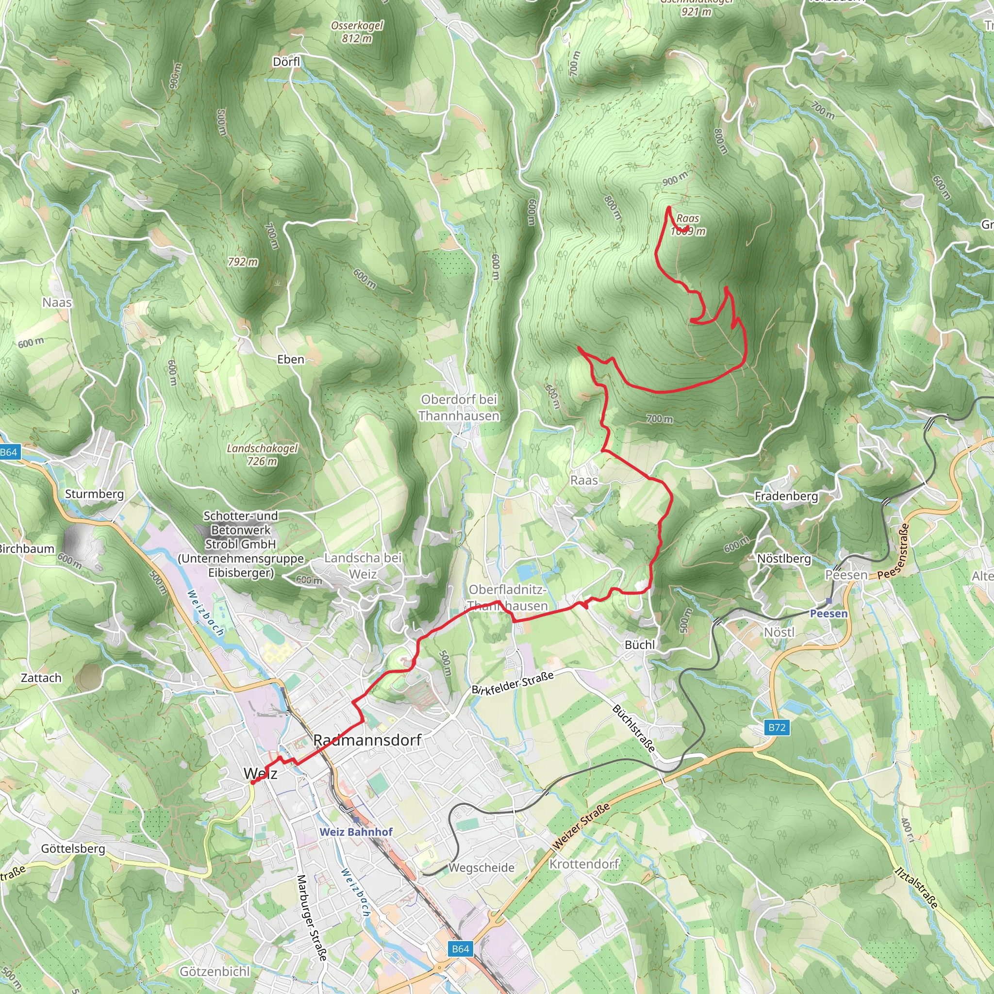 From Weiz to the Raas Summit mobile static map