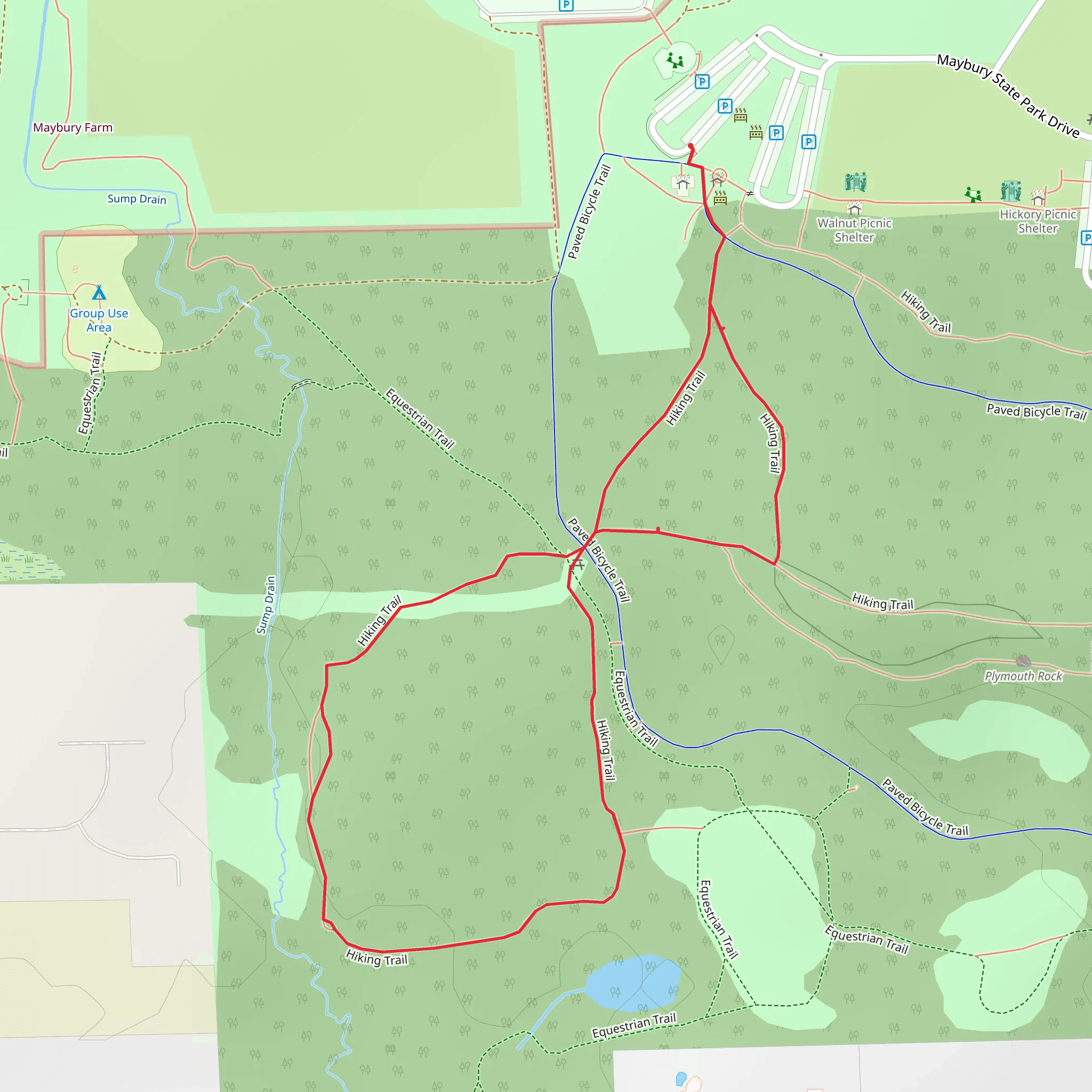 West Loop and Hiking Trail mobile static map