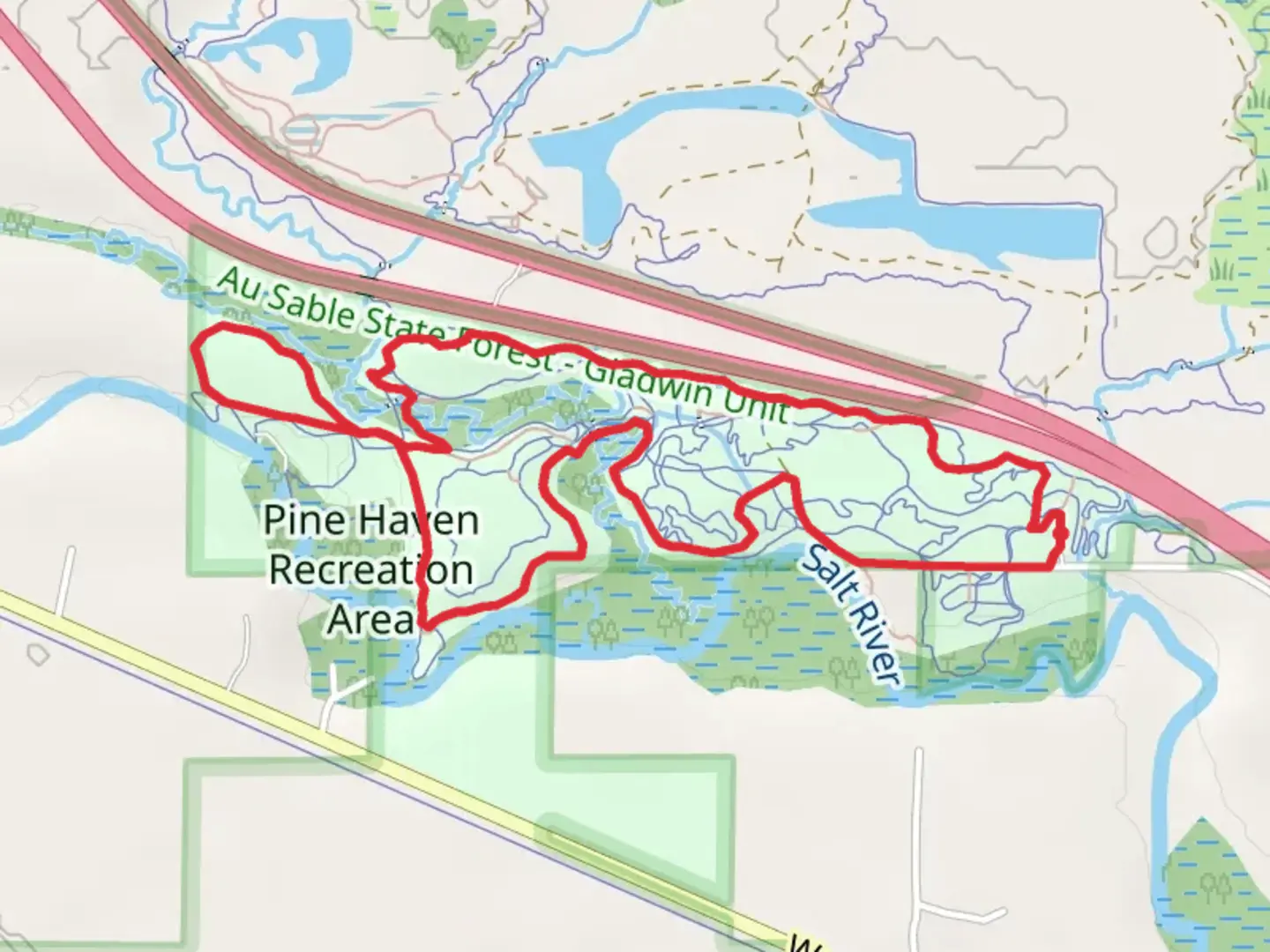 An image depicting the trail Pine Haven Recreational via Salt River Loop and its surrounding area.